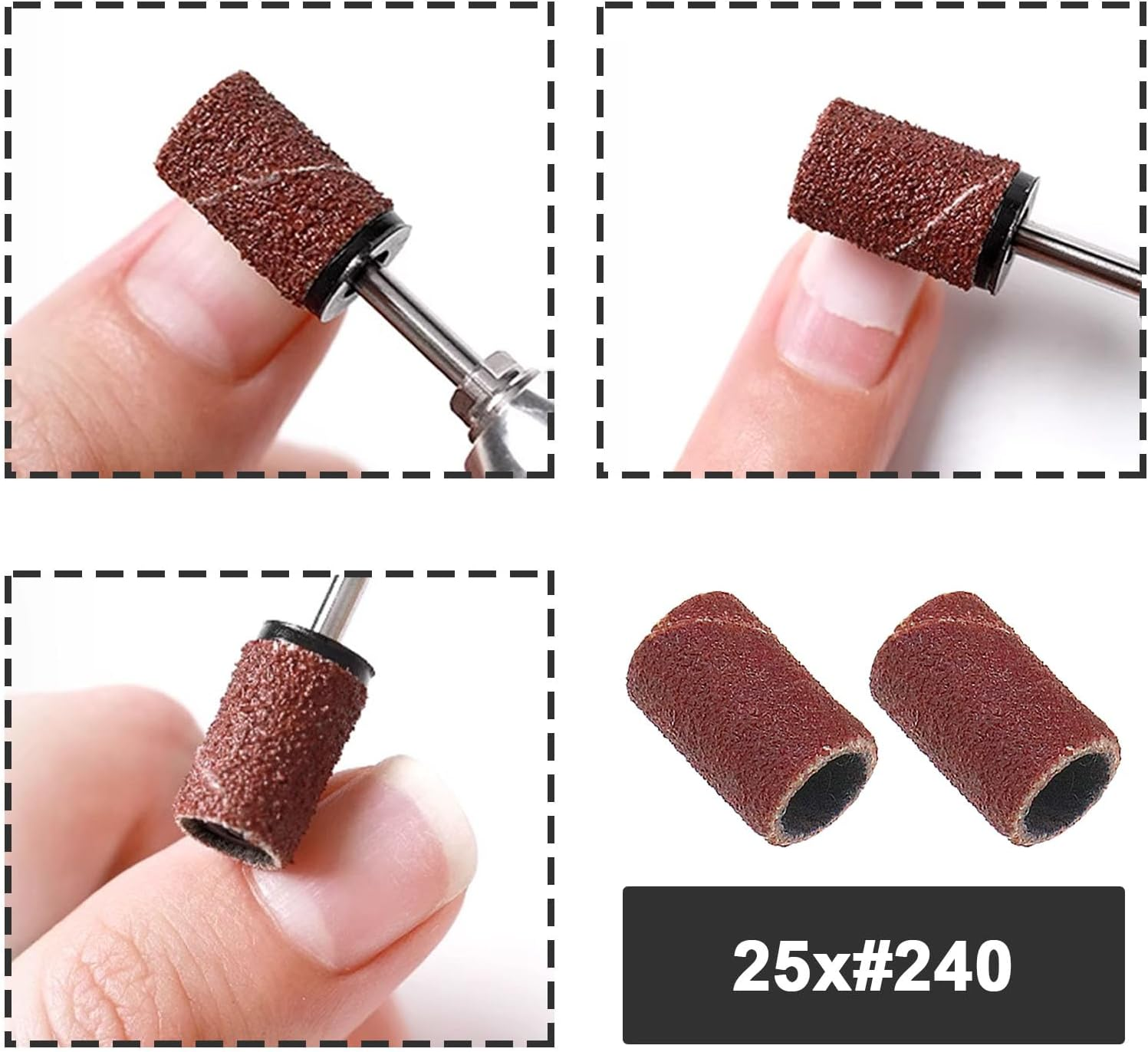 SG Store 25Pcs #240 Grit Nail Files Nail Drill Sanding Band Nail Drill Sanding Sleeve for Home Salon Electric Nail Filer Nail Drill Machine Nail Polishing Tools image number 1