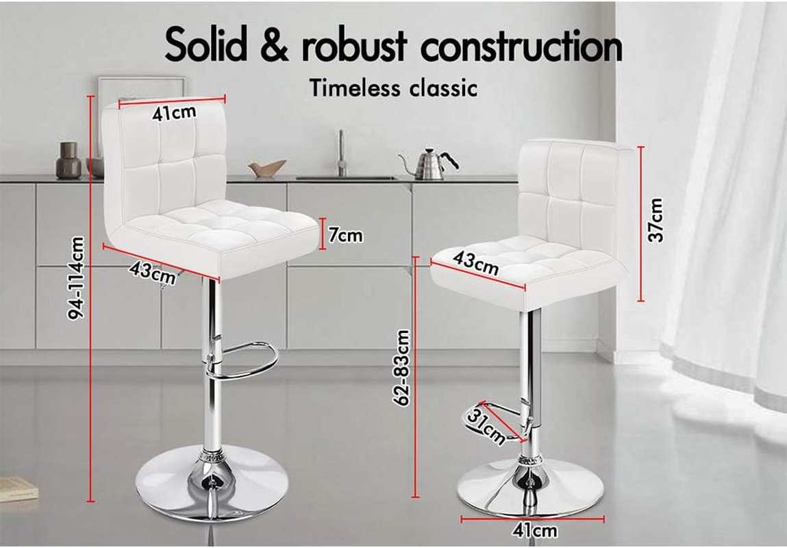 ALFORDSON Bar Stool 2Pcs Adjustable Kitchen Barstools Swivel Counter Dining Chair in 62-83Cm Seat Height with Anti-Slip Floor Protector for Home Bar Dining Room (Ralph White) image number 6