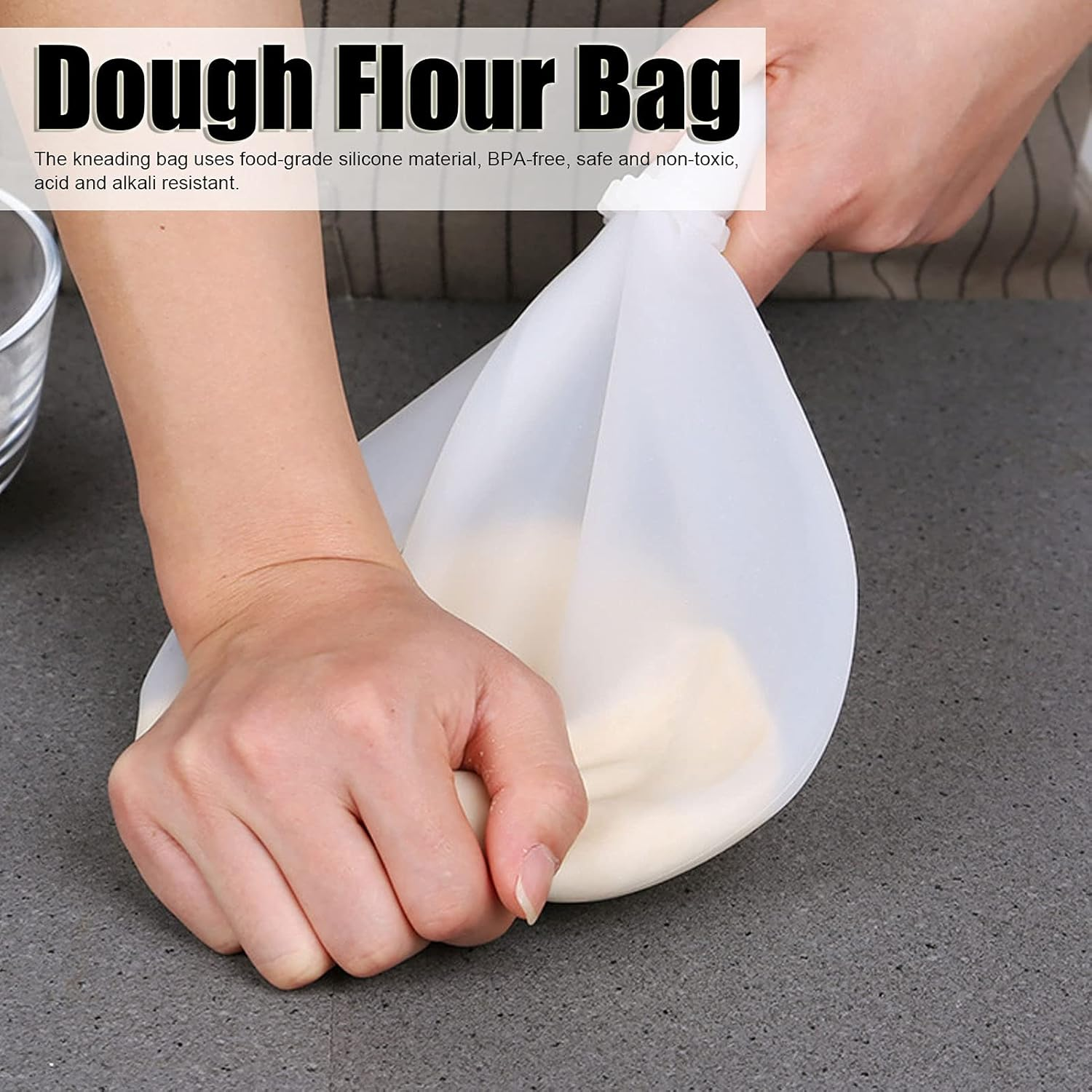 Ejoyous Versatile Dough Kneading Bag, Thicken Silicone Dough Flour Mixer Bag Kitchen Accessory for Pastry Bread Making Baking (S 100X40X0.3Cm / 39.4X15.7X0.1In) image number 6