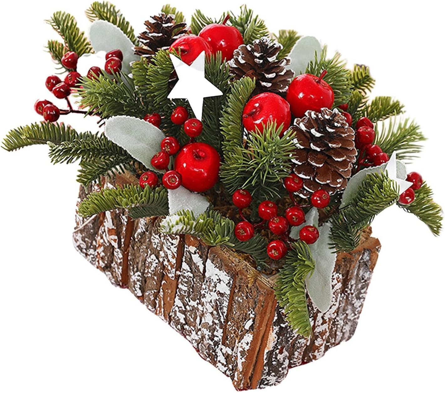 Christmas Centerpiece, Potted Christmas Tree, Christmas Table Decoration, Xmas Artificial Plants for Desk, Home Indoor, Red Fruit image number 4