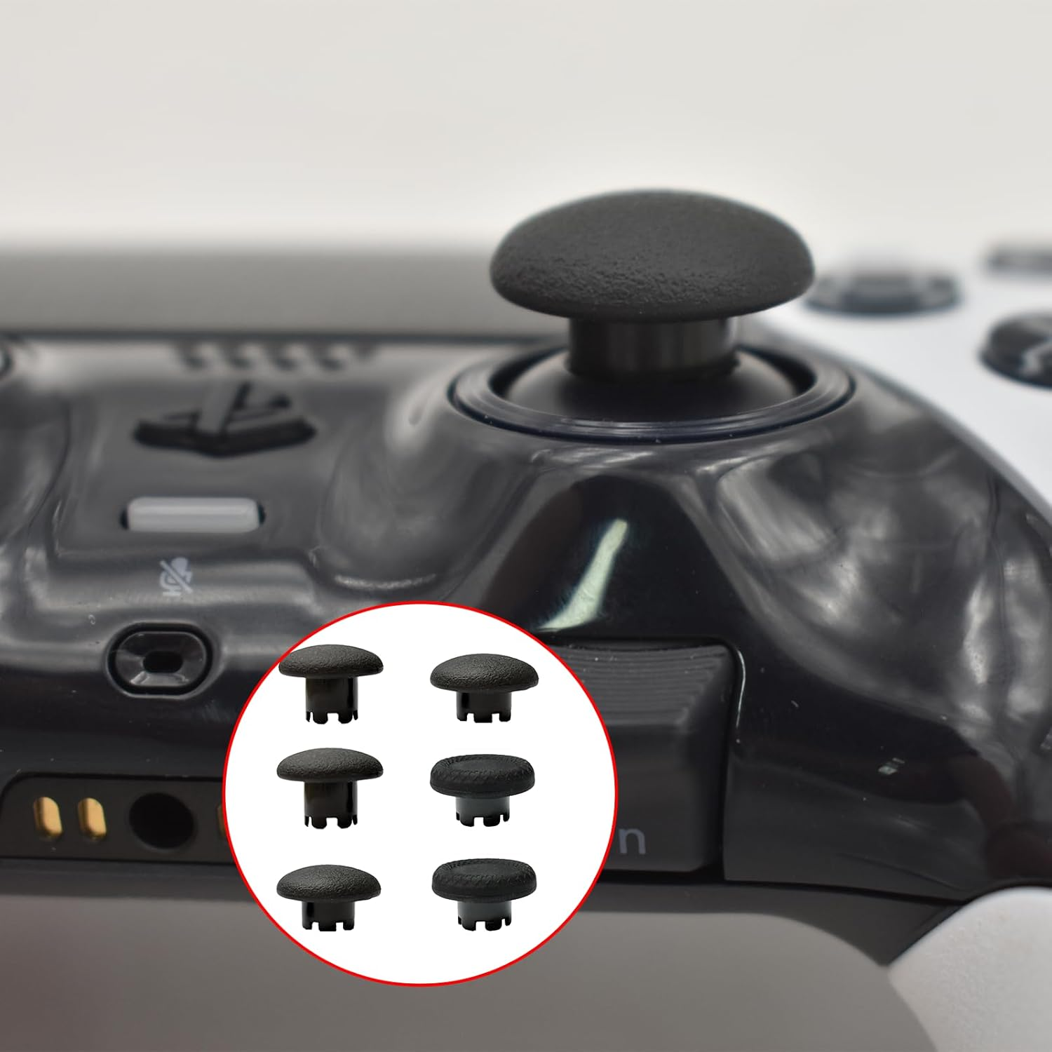 Thumbsticks for PS5 Edge Controller, Thumbsticks Paddles Replacement for PS5 Dualsense Controller, 6 in 1 Accessories Parts for PS5 Dualsense Edge Controller Analog Joystick Repair Kit (Black) image number 4