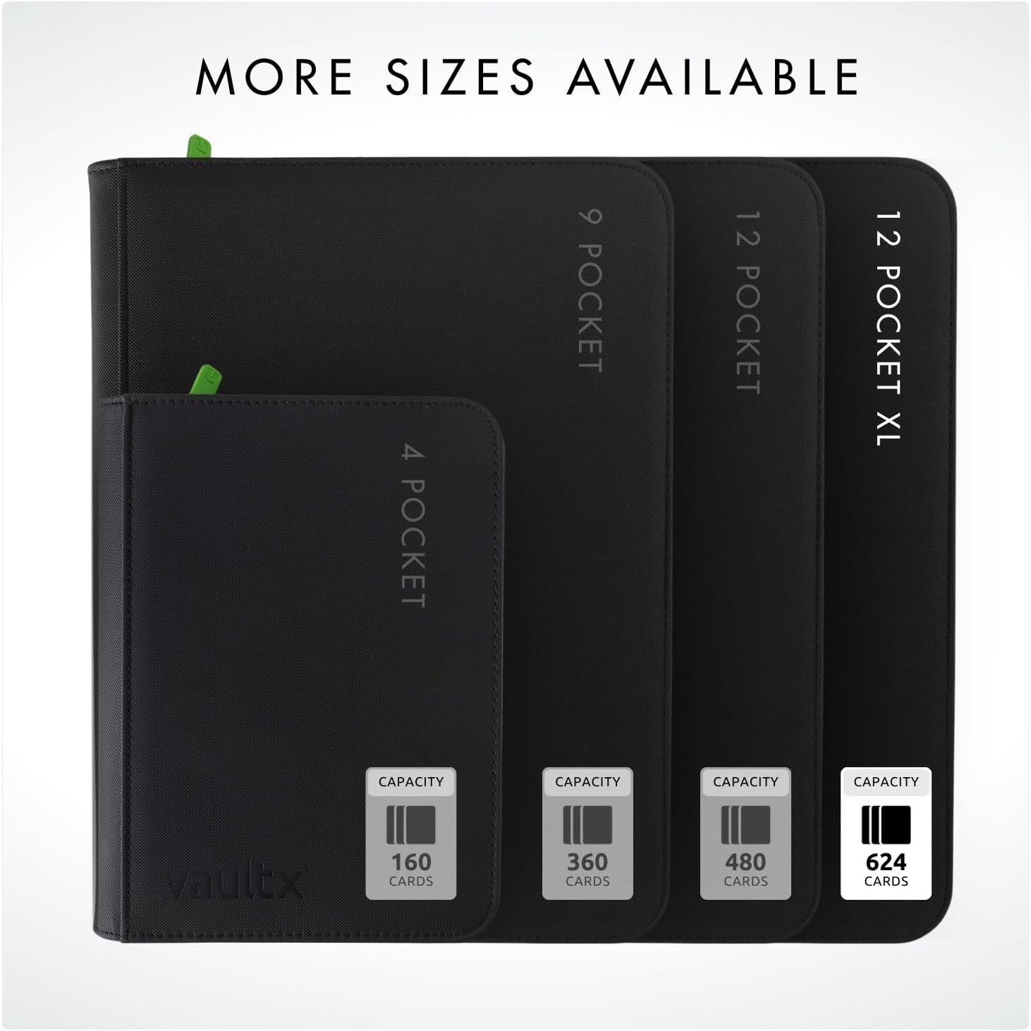 Vault X 12 XL Pocket Trading Card Zip Binder, 624 Cards, Premium Exo-Tec Album Material, 26 Side-Loading Pages, Folder for Collectible Card Games, Sports, TCG (Black) image number 4
