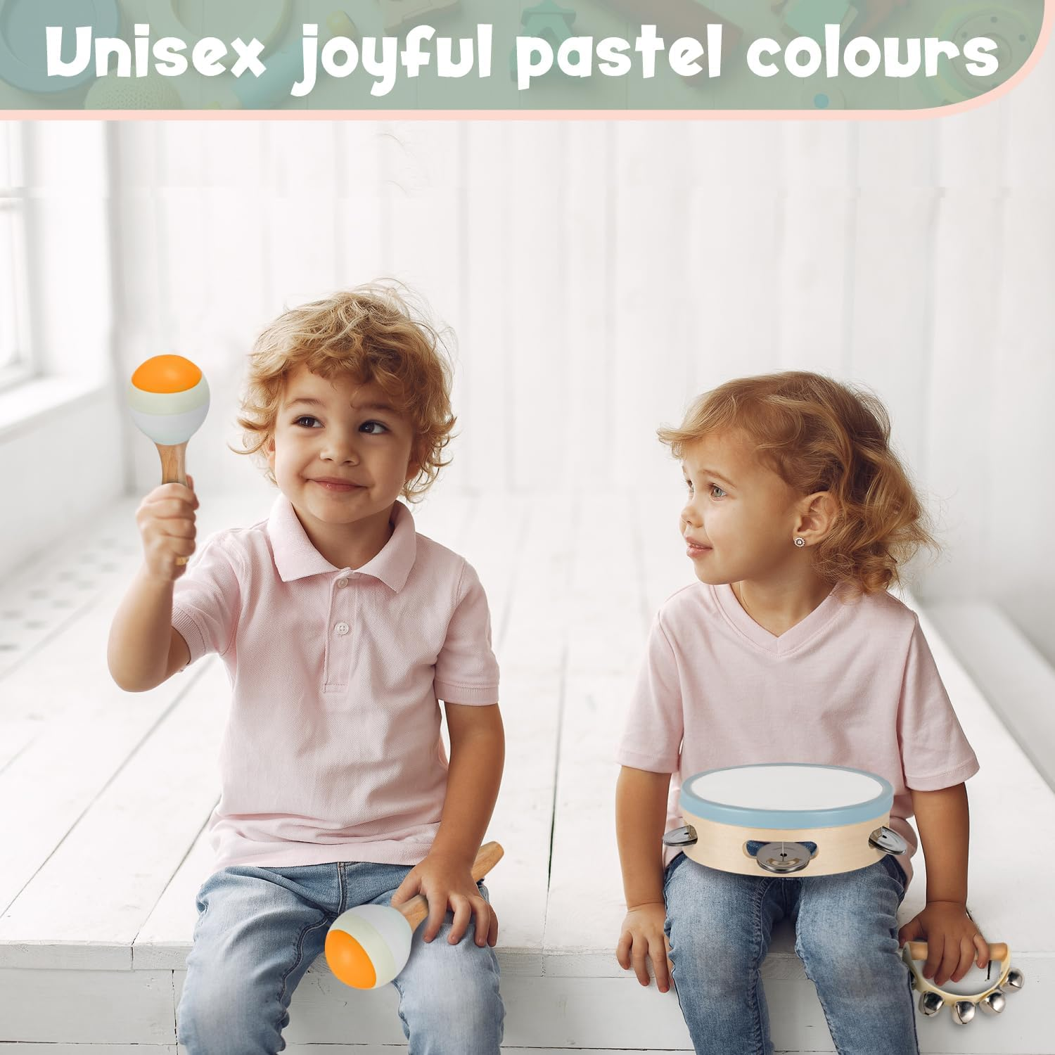 Stoie'S Wooden Kids Musical Instruments for Babies and Toddlers 1-9 Years Old, Montessori Educational Music Toy with Xylophone, Tambourine, Hand Bell, Triangle, Maracas, Durable, Storage Bag, Unisex image number 3