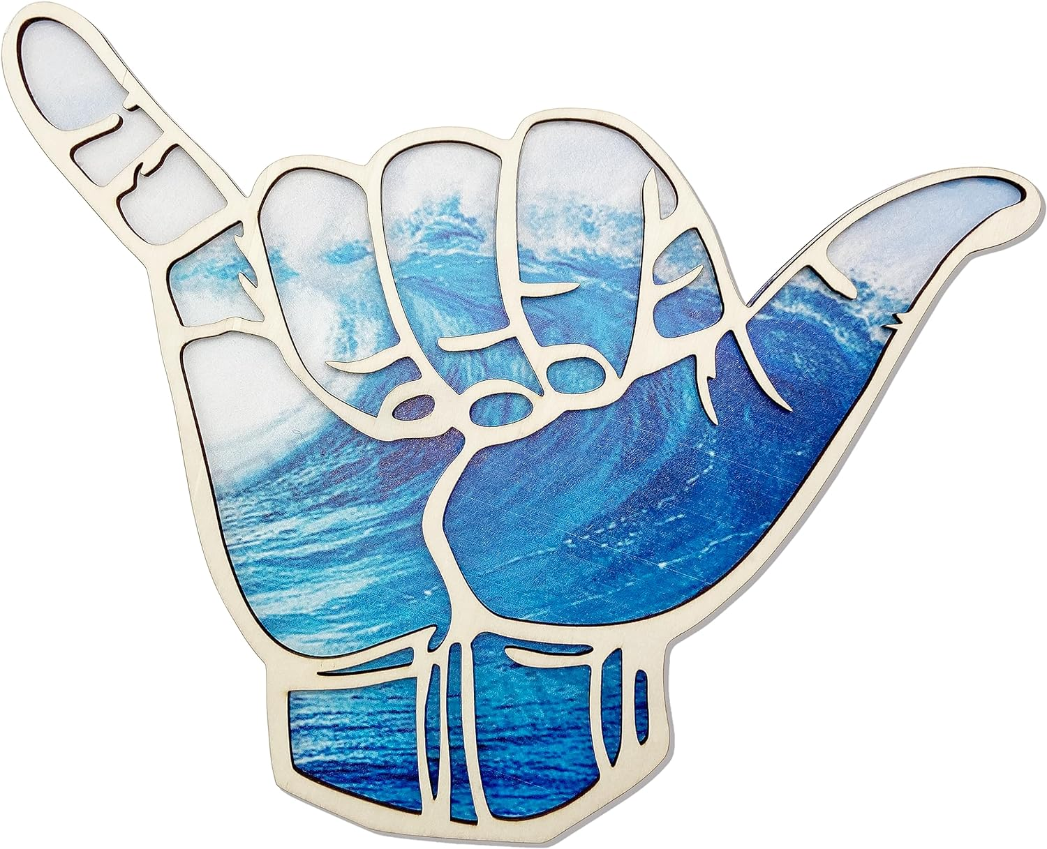 Shaka Wooden Wall Sign - Hang Loose Sign for Hawaii, Aloha, Surfer, Hand Shape Finger Nursery Room Decor - Surf Wall Decor for Home, Living Room, Kitchen, Bathroom, Bedroom Decoration image number 1