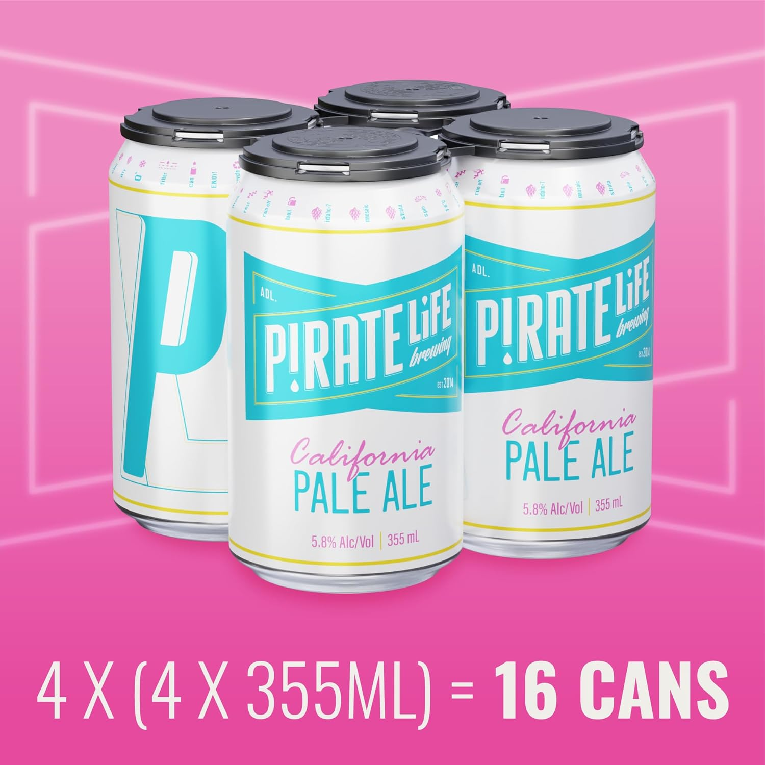 Pirate Life California Pale Ale, West Coast Style Australian Beer, Clean & Hoppy, 5.8% ABV, 355Ml (Case of 16 Cans)