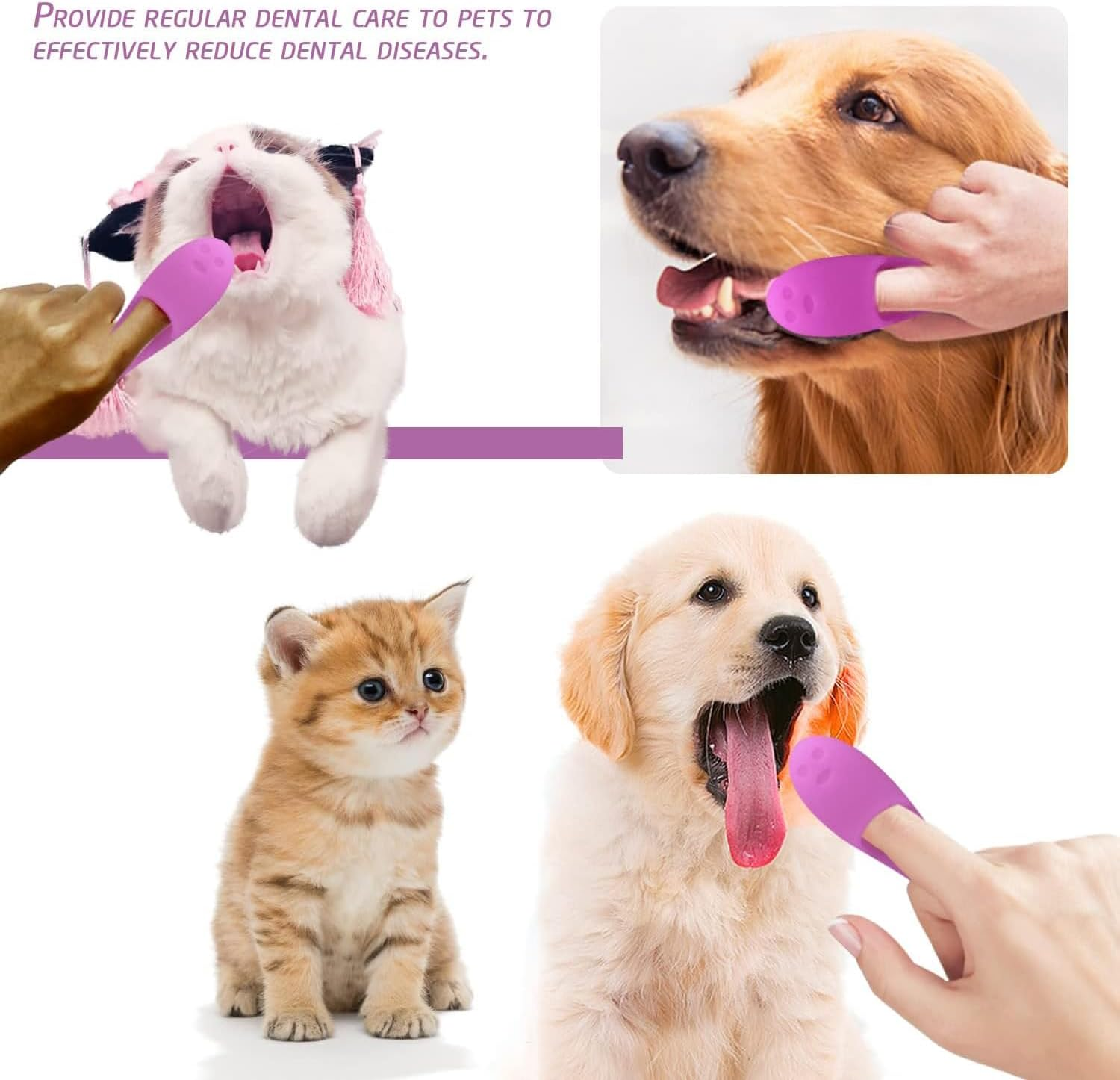 Xinghonyac 4 Pcs Cat Chin Brush, Silicone Scrubber for Cats Chin Cleaner, Cat Grooming Chin Scrubber, Silicone Brush for Cats Chin Cleaning Tool, Finger Brush Silicone Pet Toothbrush for Puppies and Cats image number 2