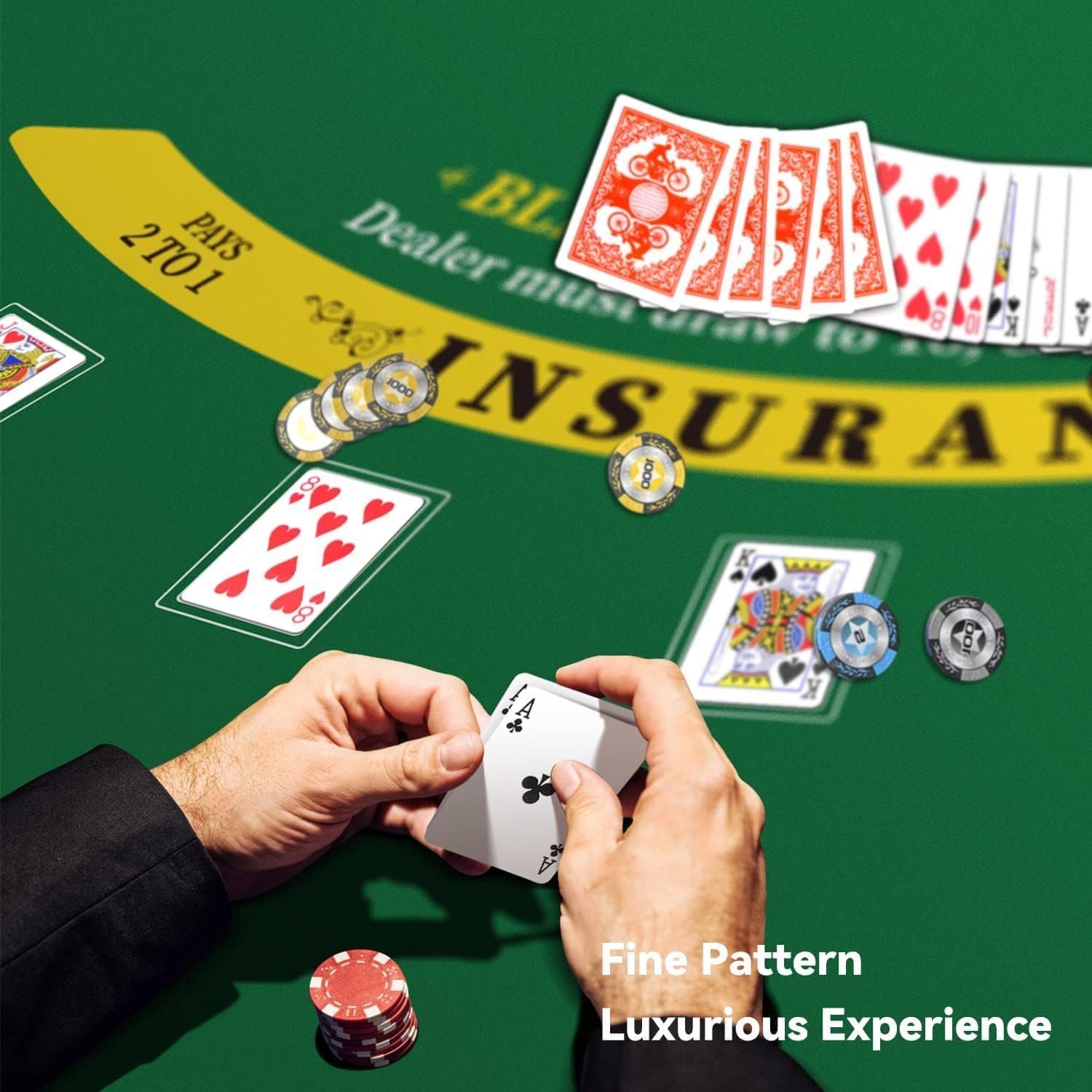 180 * 90Cm Poker Mat for Table with Carrying Bag, Professional Casino Blackjack Tabletop Layout Poker Table Mat (Blackjack A) image number 4