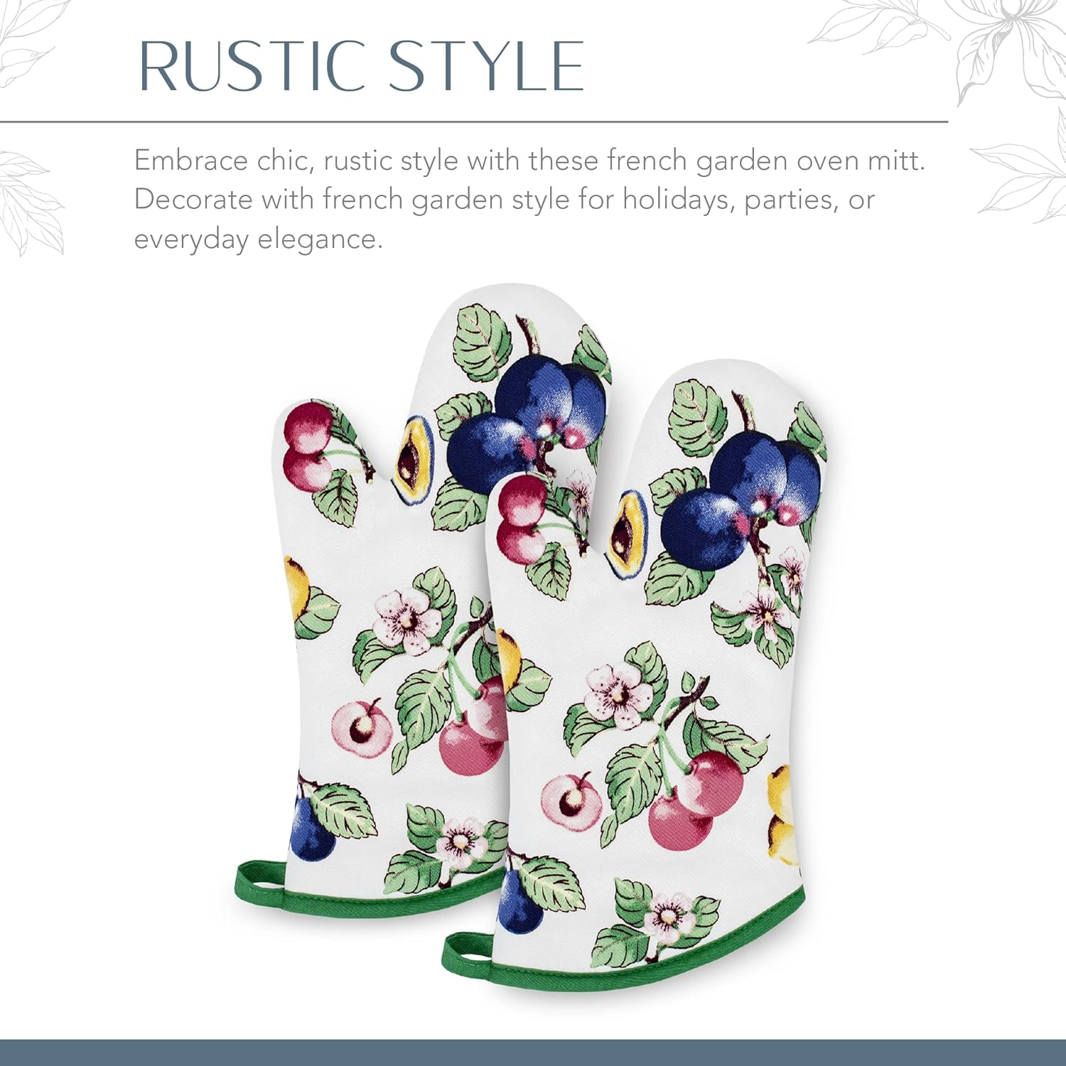 Villeroy and Boch French Garden Kitchen Oven, Cotton, Multi, 13" X 6" (Oven Mitt) image number 2