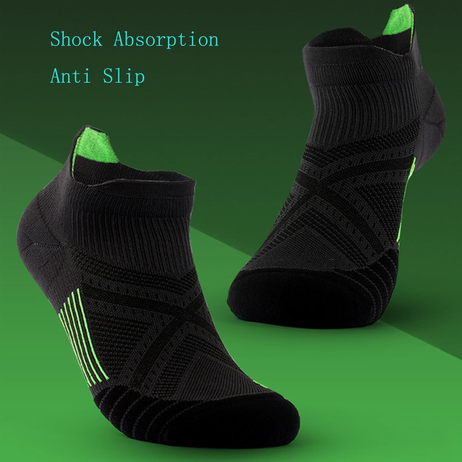 6 Pair Compression Sport Running Socks for Women Men, Seamless Cushion Plantar Ankle Support Socks, High Elastic Nylon Compression Socks, Soft Football Pressure Socks, Breathable Socks image number 4