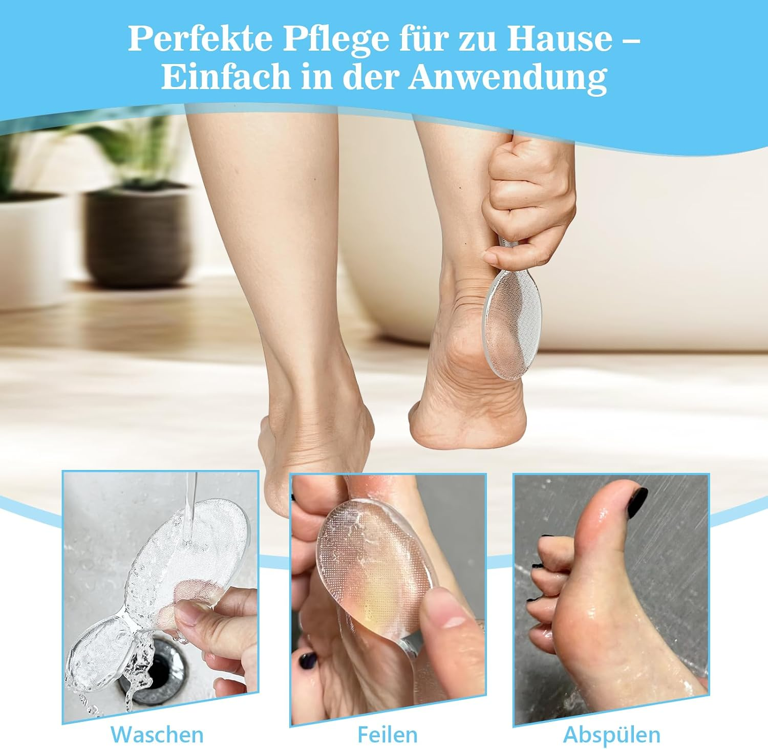 Foot File with Nano Glass - Double-Sided Callus Remover for Feet & Hands, Reusable & Washable, Transparent Callus File for Men & Women - Foot Care Tool against Calluses image number 2