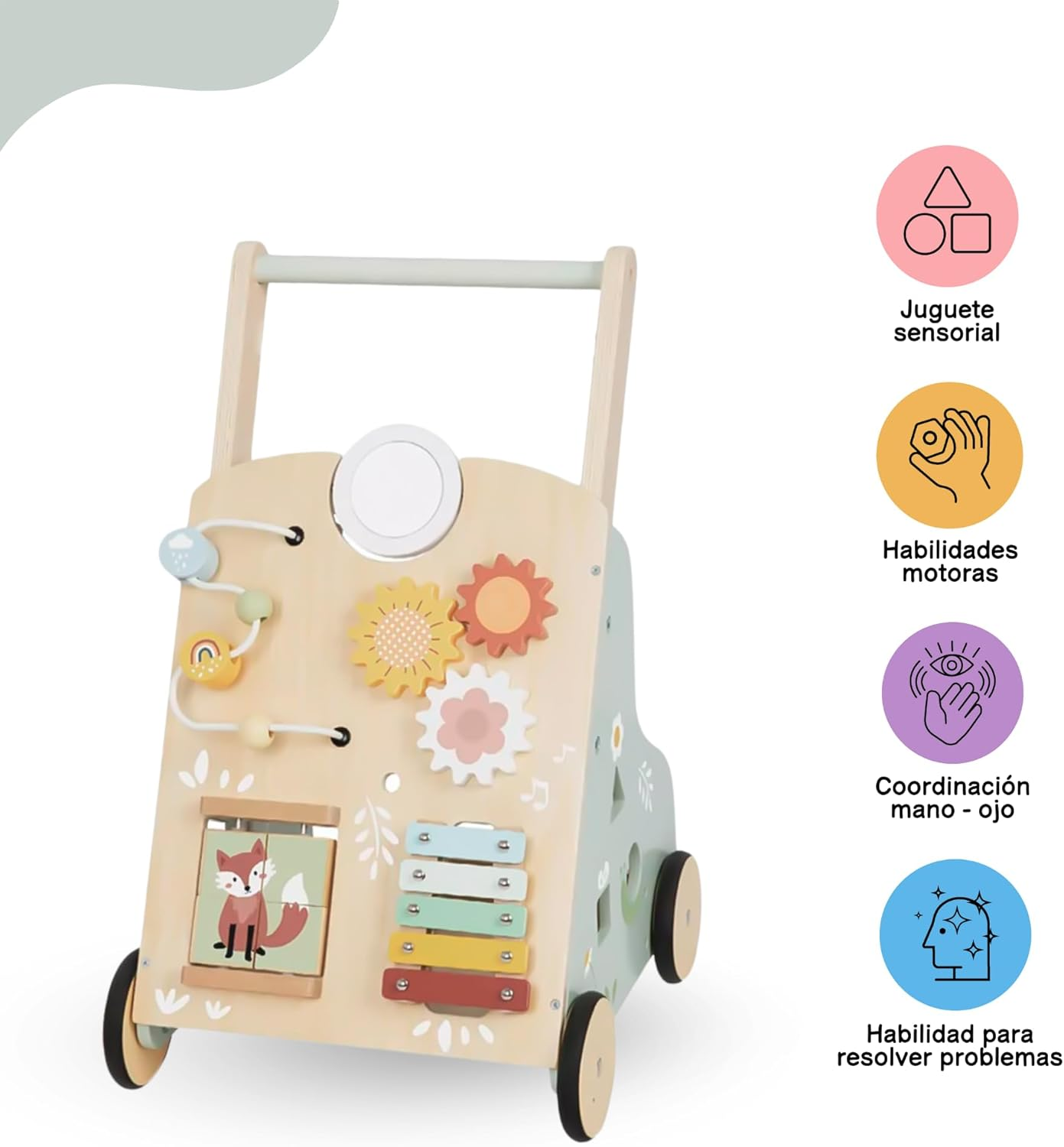 Tooky Toy My Forest Friends Baby Walker - Wooden Baby Walker for Toddlers