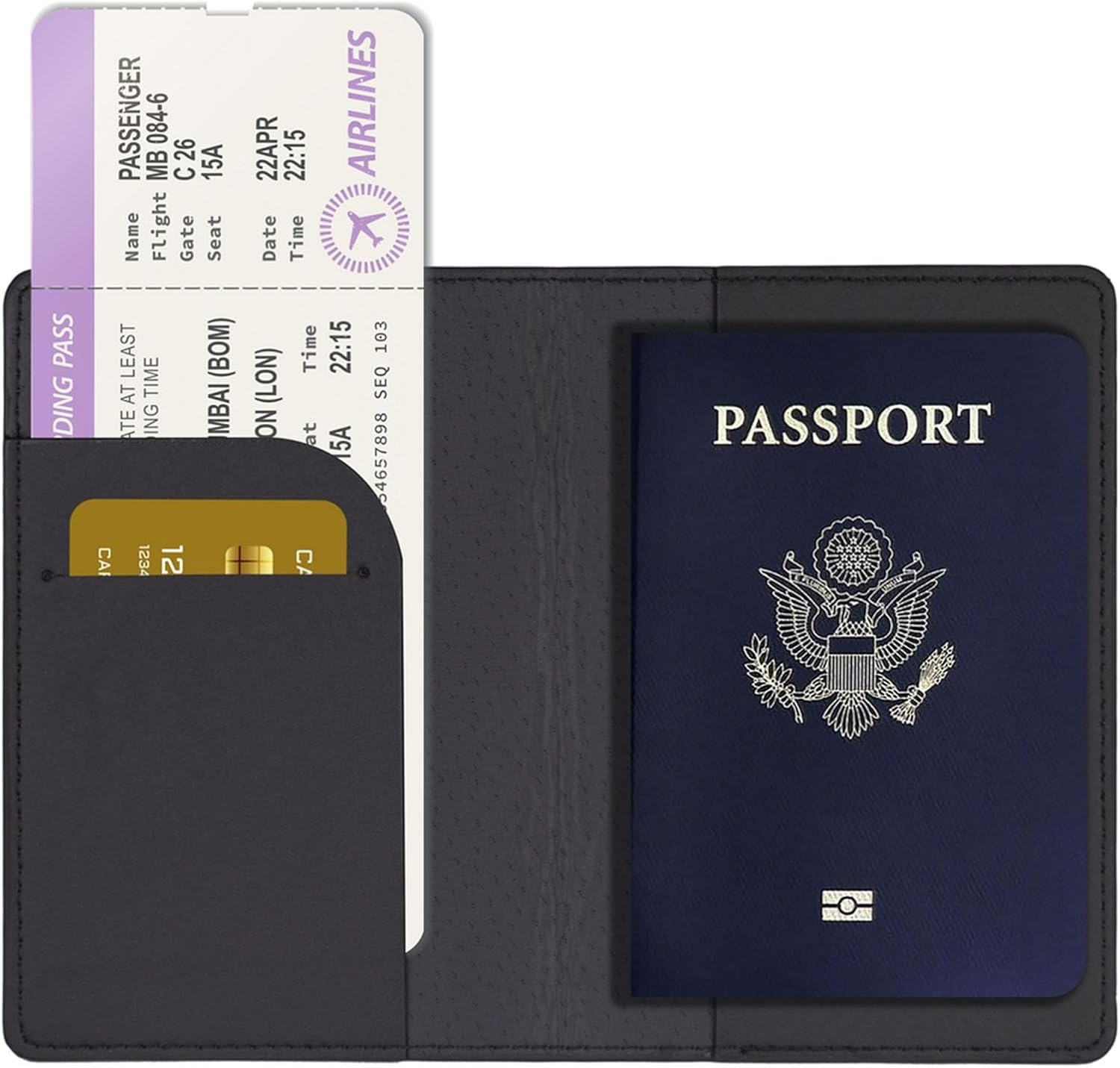 Oxtxuzdm Fashion Travel PU Leather Passport Cover Holder Hot Stamping Plane for Women Men Lover Couple Weddings Gift Leather Passport Holder Family, White image number 1