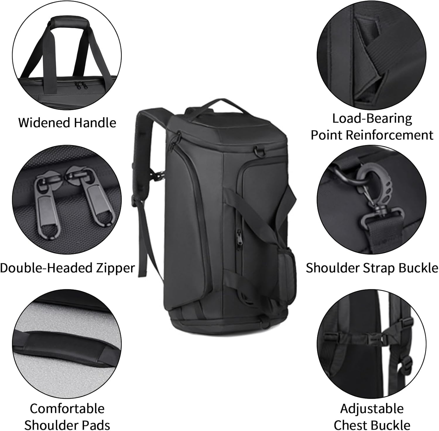 45L Large Gym Bag Sport Duffle Backpack for Men Women, Water Resistant Fitness Sport Tote Bags Travel Weekend Overnight Carry on Bag with Shoe & Wet & Insulation Pocket & Laptop Compartment image number 5