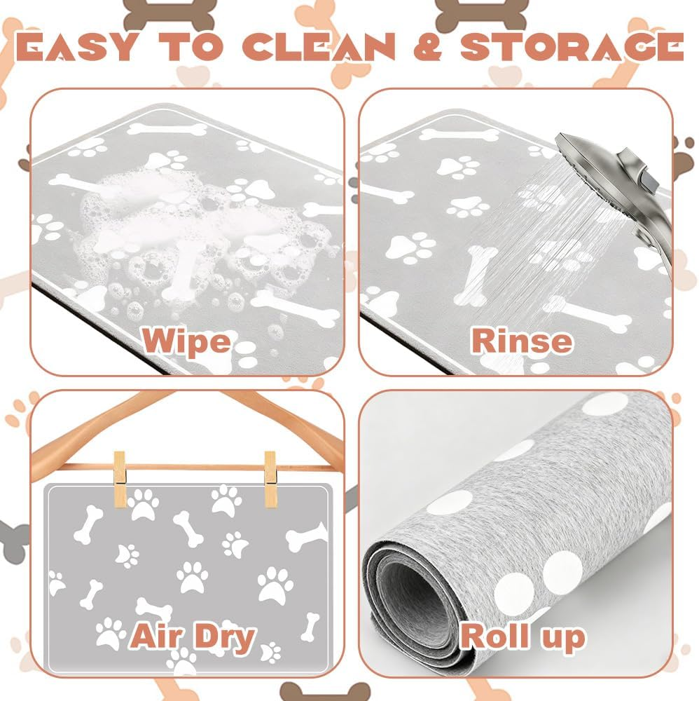 Satiskid Pet Feeding Mat, 30 X 50 Cm, Absorbent Feeding Mat for Dogs, Dirt-Resistant, Quick Drying Feeding Mat for Dogs and Cats, Bathroom Mat image number 4