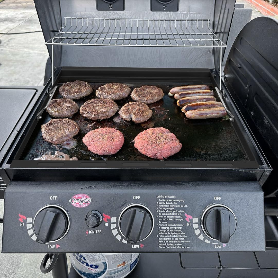 Griddle Inserts for Chargriller, Flat Top Griddle for Char-Griller 5050, 3001, 5650, 3030, 3725, King Griller 3008, 5252 Grill Models, Replacement Part for Char Grille Grates, Carbon Steel image number 2