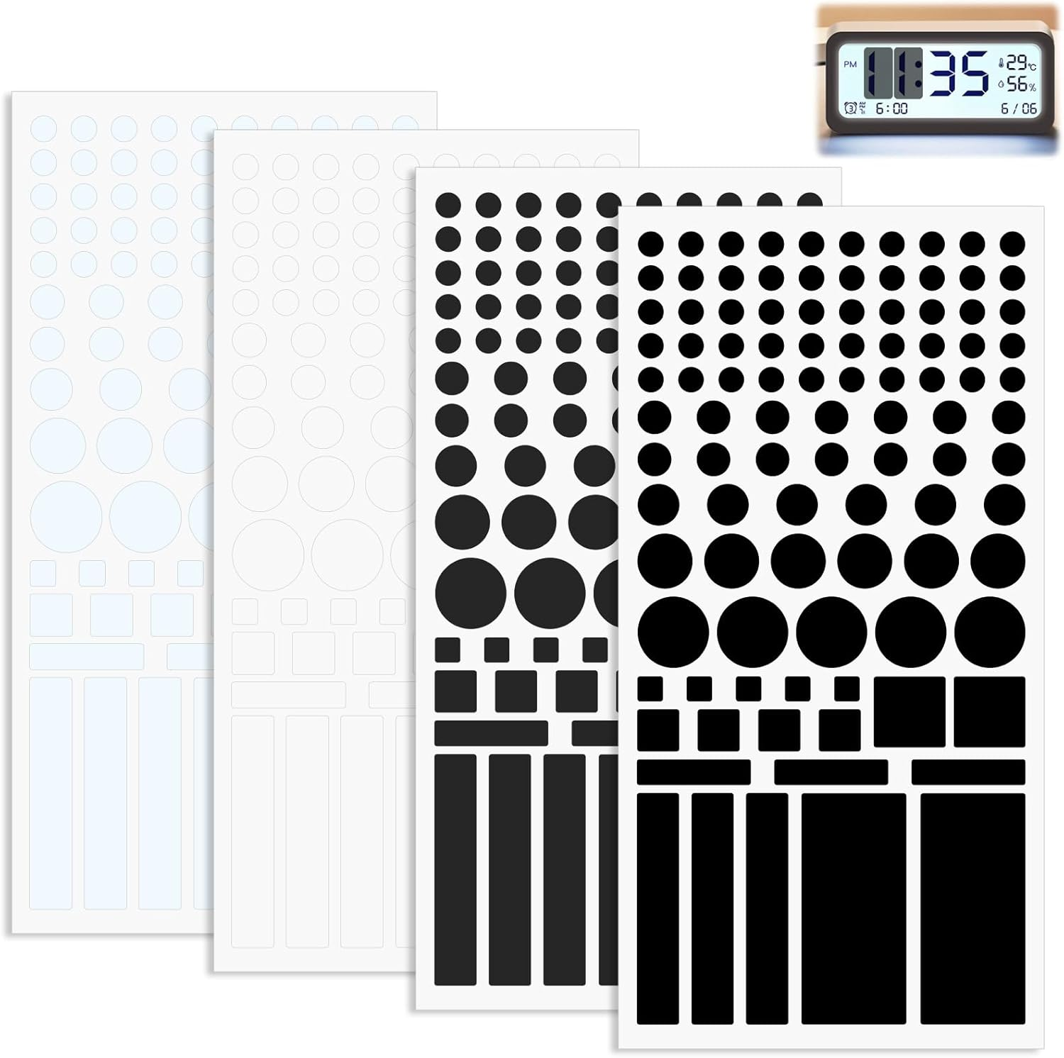 400 Pcs LED Light Blackout Dimming Stickers, LED Filters Dimming Sheets Full & Half Shading 100 Shapes, Shading for TV Bedroom Fans Air Conditioners Routers Clocks Electrical Appliances(Black White) image number 1