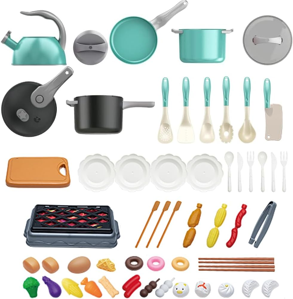 59PCS Mini Kids Kitchen Toy Accessories, Toddler Pretend Cooking Play Set with Play Pots, Pans, Utensils Cookware Toys, Play Food Sets Kids Kitchen Cooking Playset, Christmas Gift for Girls Boys image number 5