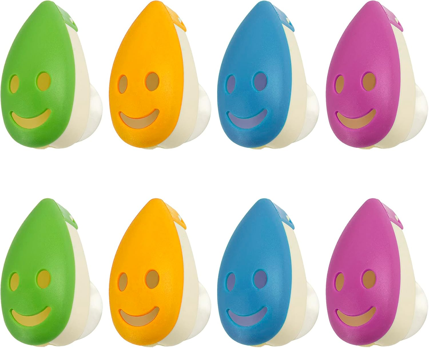 AUEAR, 8 Pack Happy Face Toothbrush Head Cover Cap with Suction Cup Cute Portable Protective Covers Case for Home Travel Outdoor Camping 4 Colors image number 4