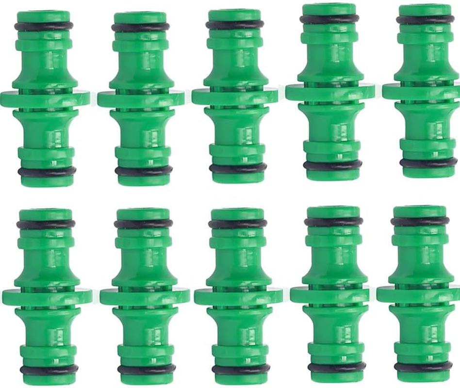 10 Pcs Double Male Connectors, Plastic Hose Connector 1/2 Inch Quick Connector Snap Fit Extender for Xtension for Garden Hoses Join Hose Pipe Tube Hose Coupling, Two Ways for Garden and Home Tap