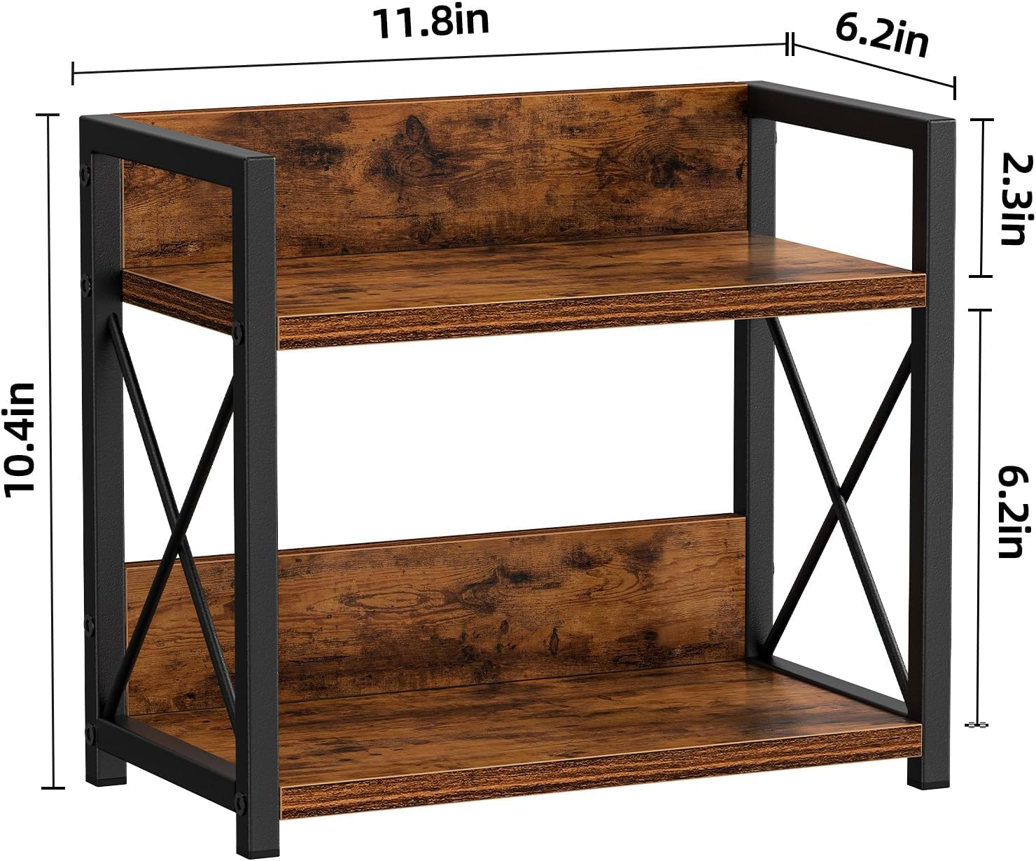 Giikin Countertop Shelf Organizer, 2 Tier Kitchen Spice Rack Organizer for Countertop, Wood Coffee Counter Shelf Organizer for Home (Brown, S) image number 3