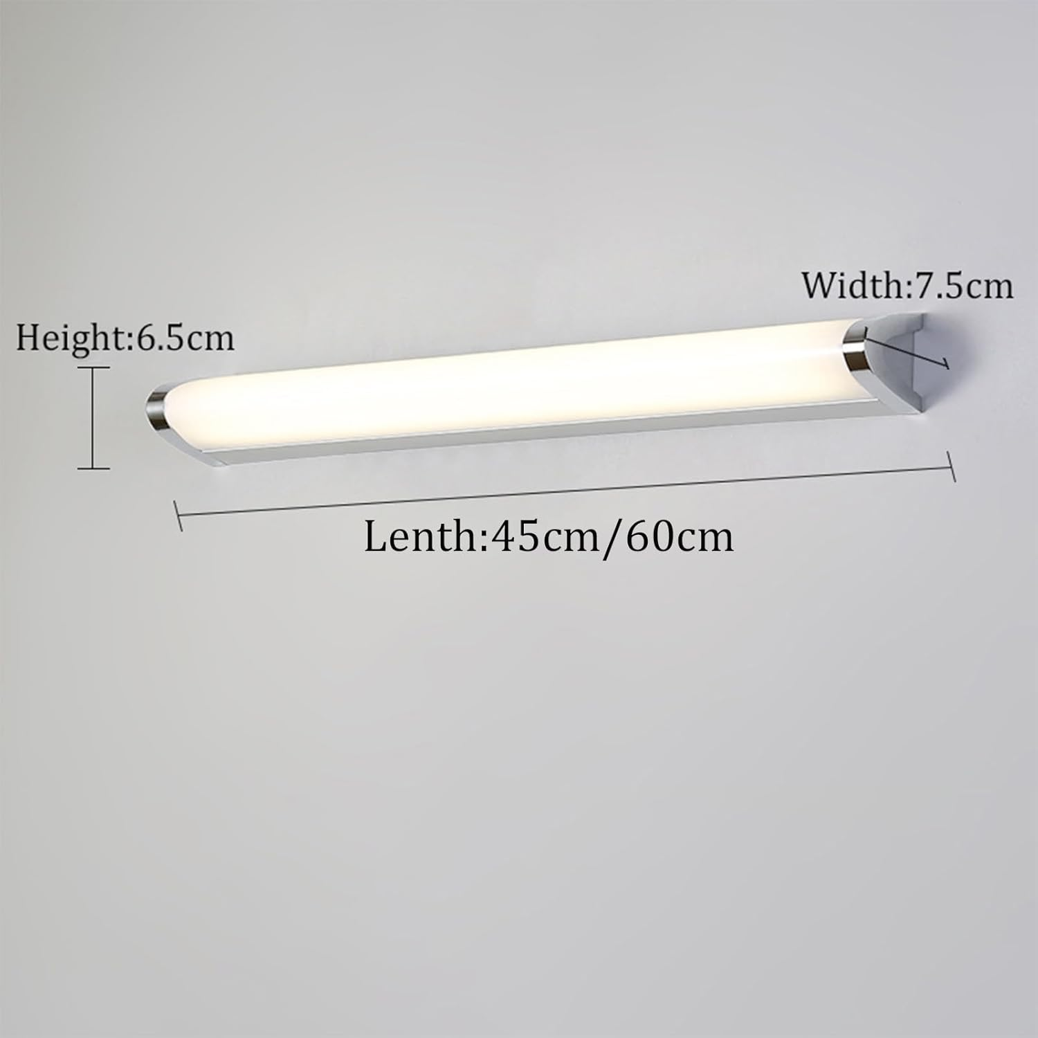 LED Bathroom Wall Light above Mirror Wall Lamp Waterproof IP44 Sconce Wide Lighting Range Silver Bathroom Hotel Toilet Shower Room 3000K/4500K/6500K (Warm Light,60Cm) XXZ image number 4