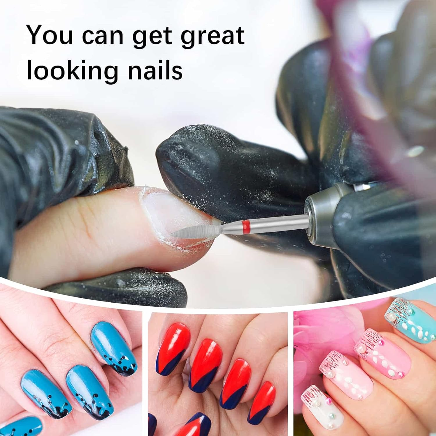 Difenni Cuticle Drill Bit,Nail Drill Bits Flame Cuticle Clean Drill Bit for 3/32''Electric Nail File Machine Cuticle Bit Nail Prep Tool (Red, Flame) - Red Bule-Flame image number 4