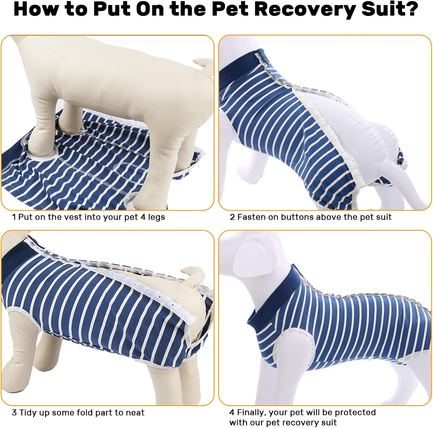 VCCLFSIA Dog Surgery Recovery Suit, Breathable Cat Onesie after Surgery for Spay Abdominal Wounds or Skin Diseases, Anti-Licking Pet Bodysuits for Male Female Cats Dogs (Blue, 2XL) image number 2