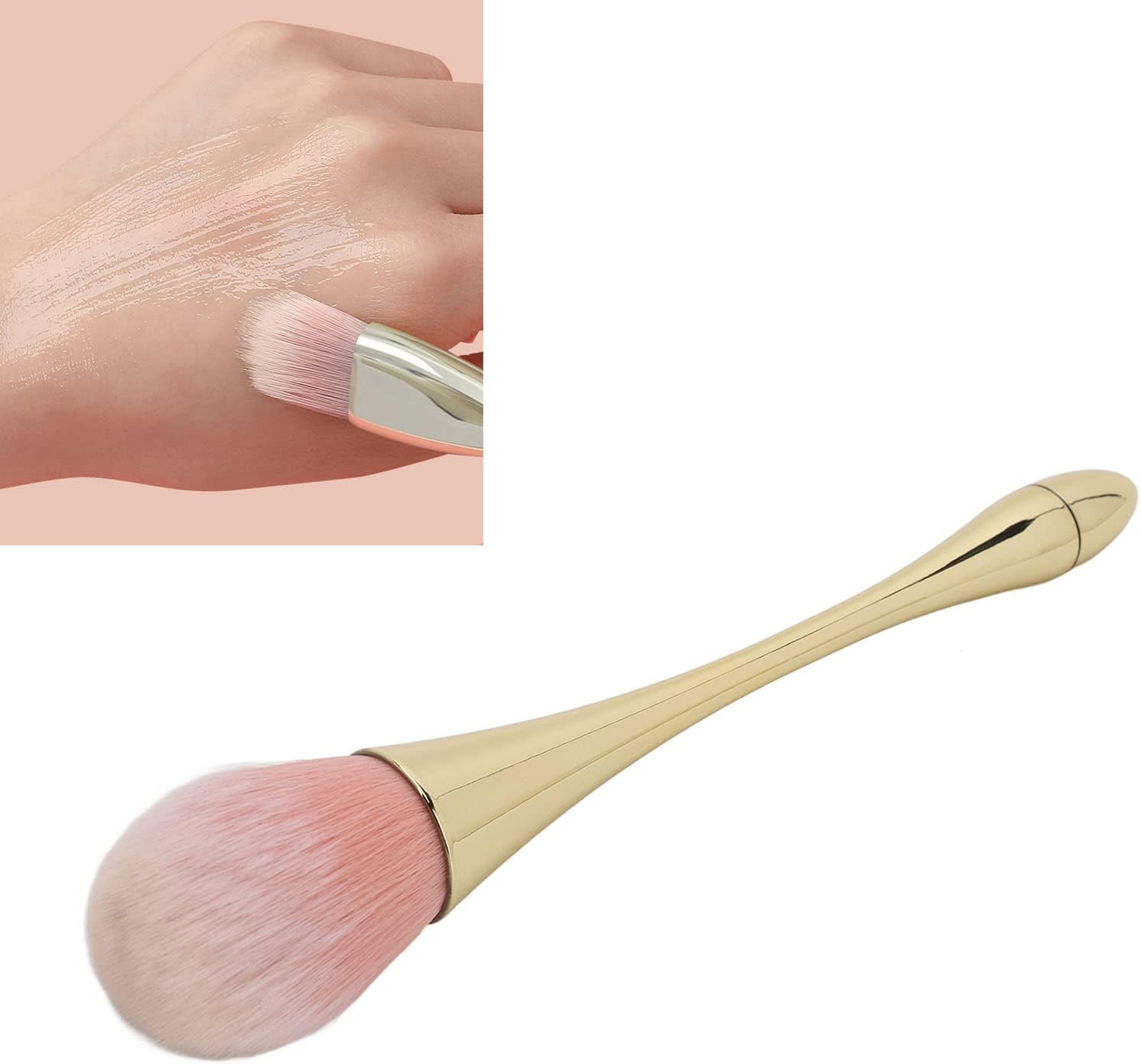 Soft Nail Dust Cleaning Brush, Undeformed Die-Cast Thickened Artificial Fiber Nail Art Powder Dusting Brush Smooth Handle for Manicure (Champagne Gold) image number 4