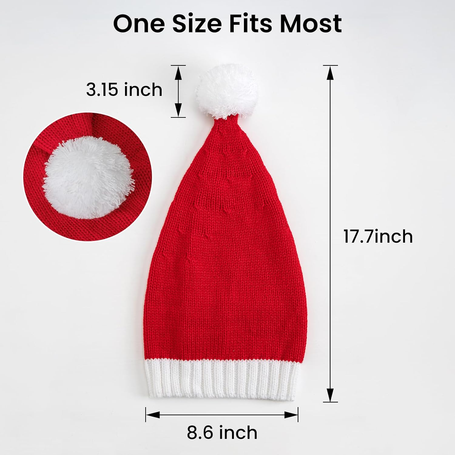 Christmas Hats Red Santa Hat Xmas Party Hat Red Knitted Beanie Hat for Adult Women Men image number 2