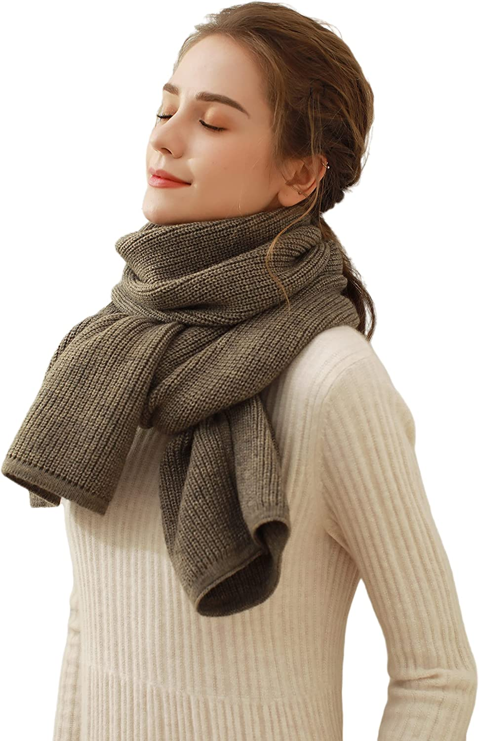 FANGXIN Women'S Warm Long Scarves Winter Scarfs Arctic Fleece Solid Scarves - Grey image number 2