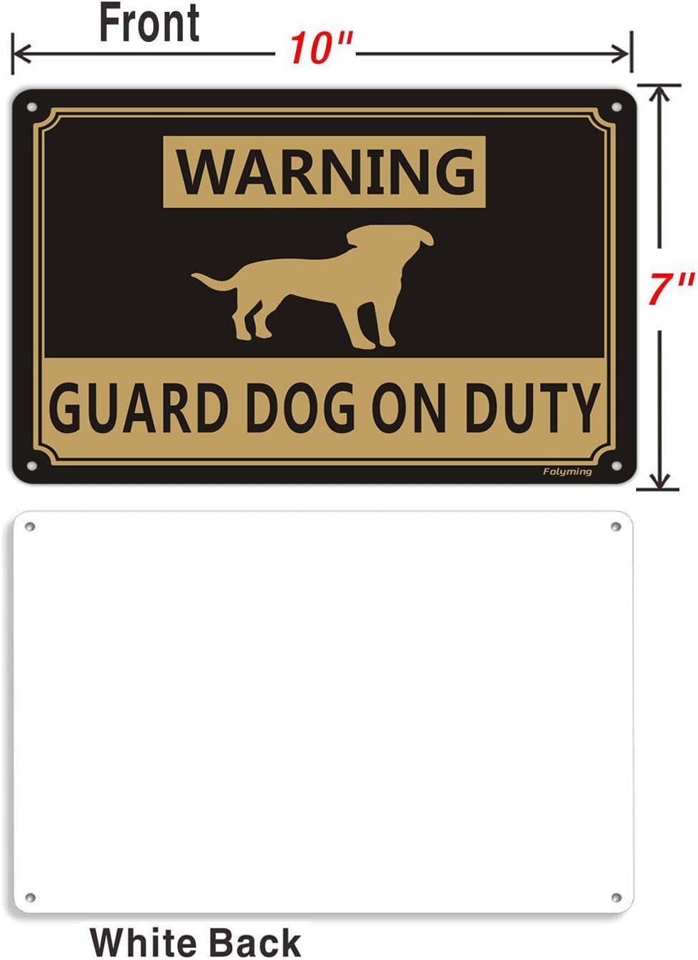 2 Pack Warning Guard Dogs on Duty Signs 10X7 Inches Dog Warning Yard Signs Metal Reflective Sturdy Rust Aluminum Waterproof Easy to Install image number 2