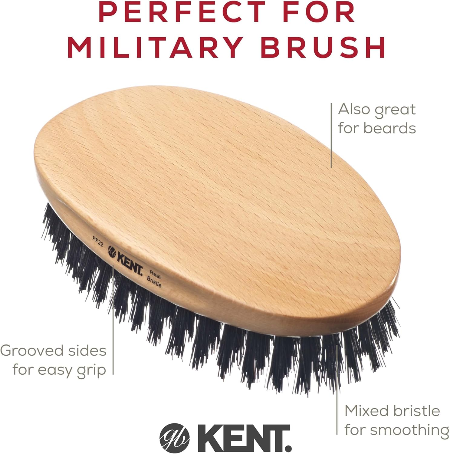 Kent Military Oval Beech and Bristle Hairbrush image number 3