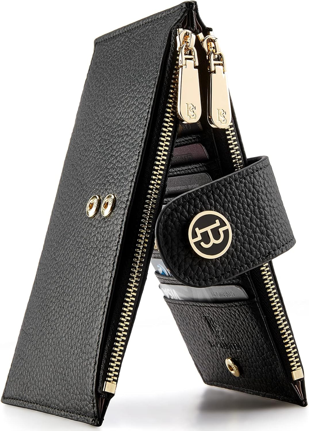 BOSTANTEN Womens Leather Wallets RFID Blocking Large Capacity Credit Cards Holder Phone Clutch Apricot