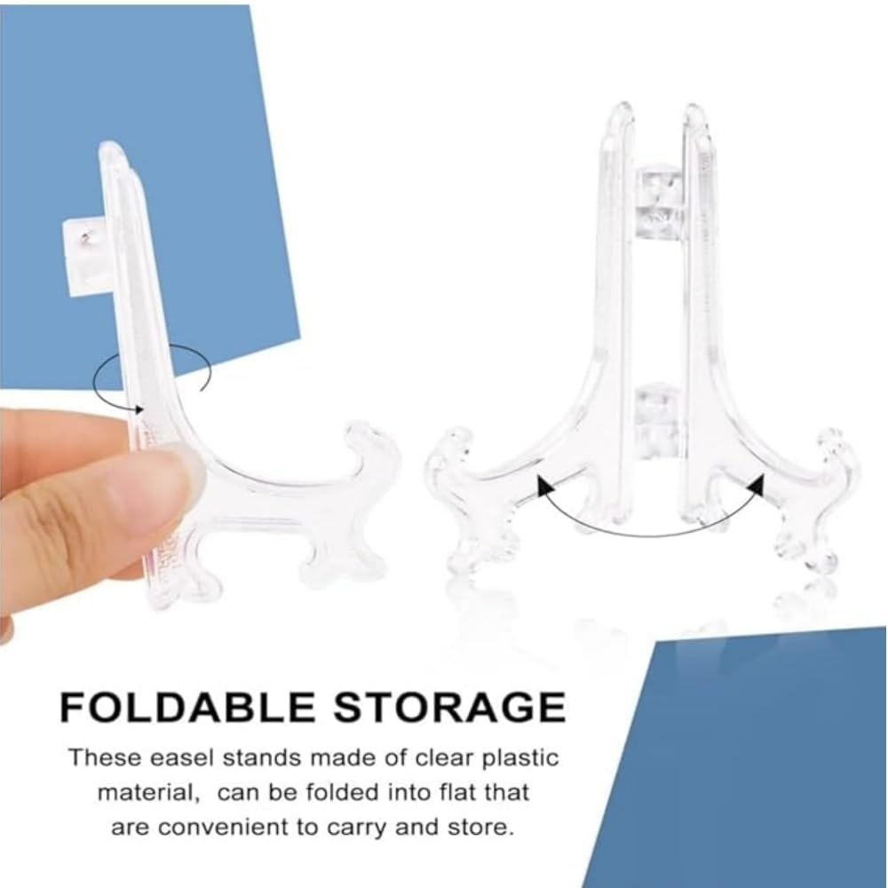 DACUAN 6Pcs Clear Plastic Easels, 4/6/8 Inch Acrylic Easels Stand, Decorative Plates Stand, Display Holders for Pictures, Photo Frames, Greeting Cards, Tabletop Artworks, Place Card, Collectibles image number 3
