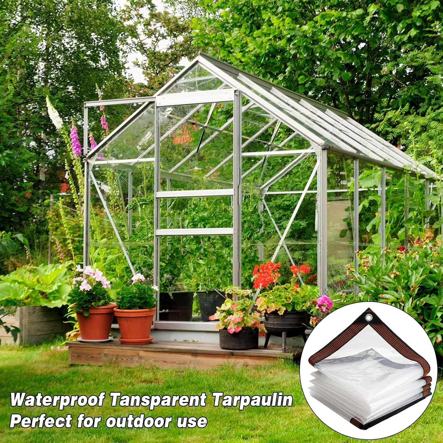 MLUOTALY Thicken Clear Tarp Waterproof, Transparent Heavy Duty Tarpaulin with Eyelets and Elastic Band, Clear Vinyl Tarp for Patio, Gazebo, Terraces, Wind Protection (2 * 4M) image number 3