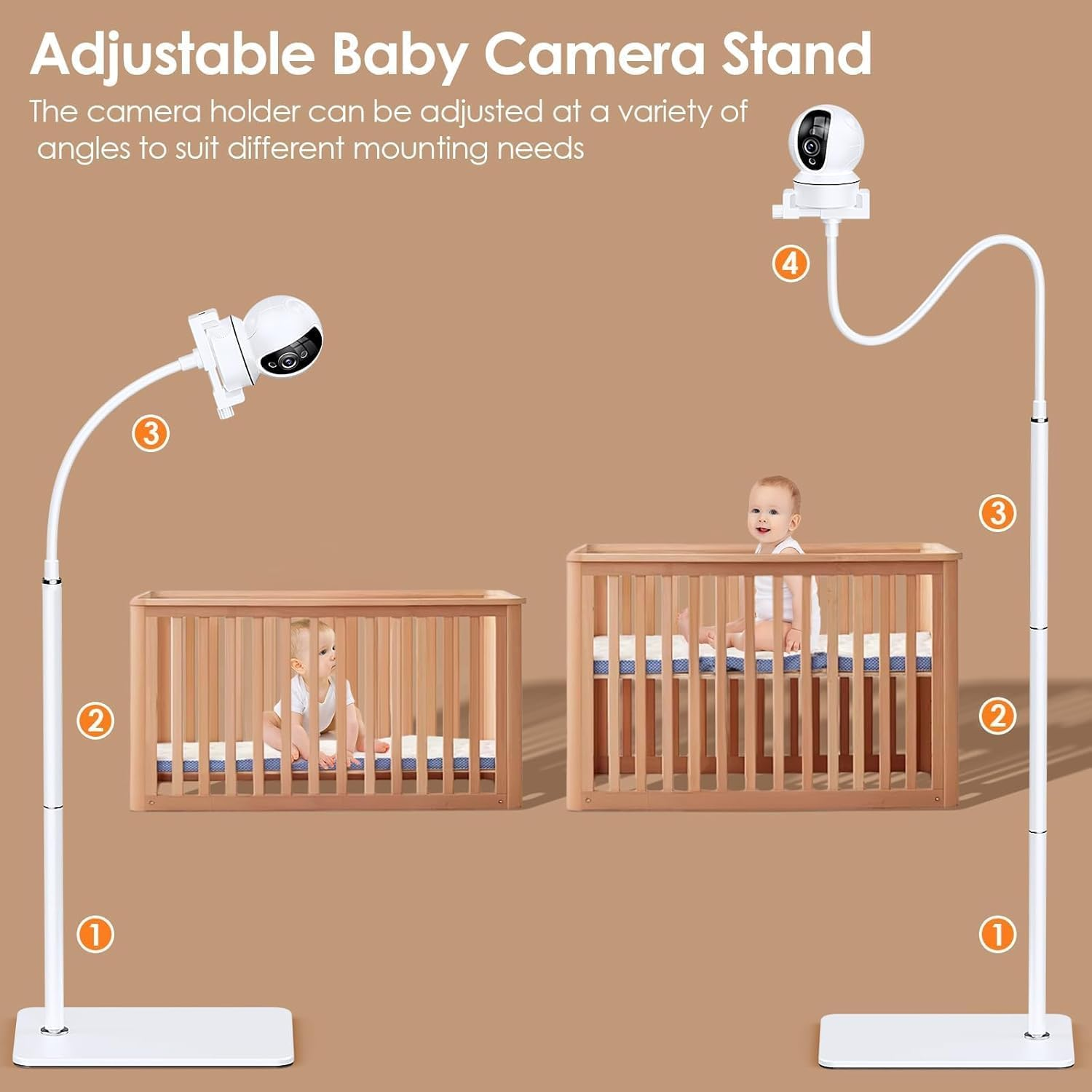 Dsocool 180Cm Baby Monitor Floor Stand Holder Compatible with Infant Optics, Hello Baby, Nanit Floor Stand, Motorola, Vava, Baby Monitor Mount for 1/4'' Screw, Adjustable & Universal Mount image number 4
