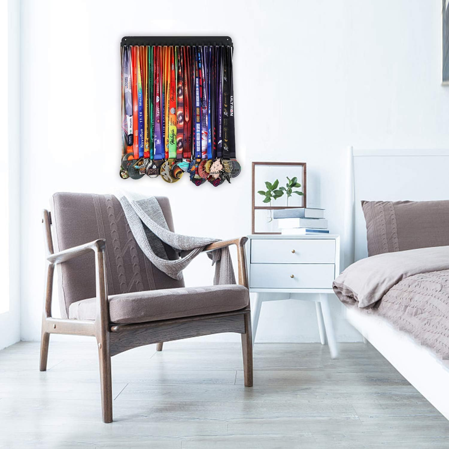 Goutoports Medal Holder, 2 Pack - Sturdy Black Metal Storage Hook for over 60 Medals - Wall Mount Hanger for Runners, Athletes, Gymnasts, Sports Enthusiasts image number 2