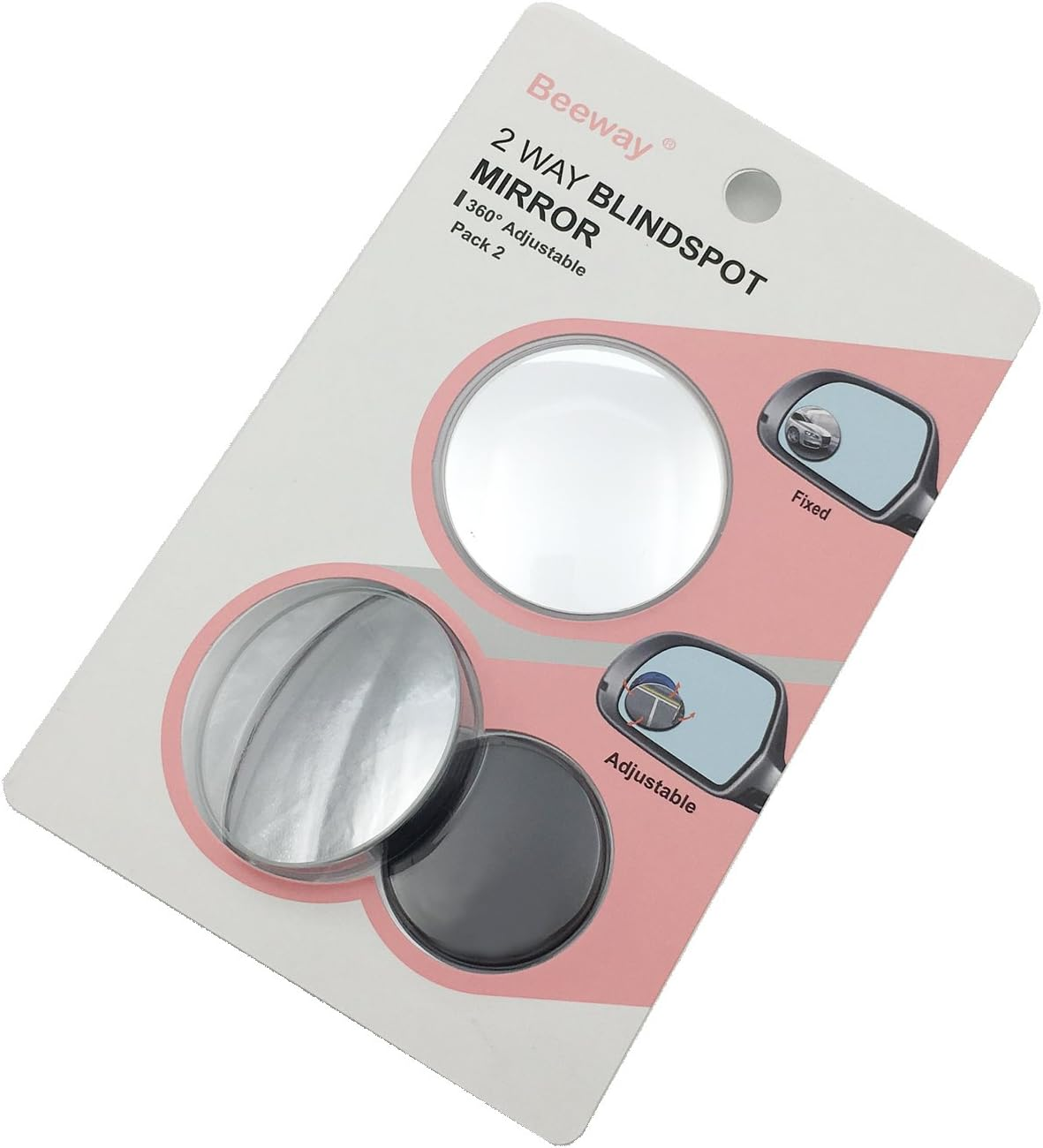 Blind Spot Mirrors, Beeway&reg; round Frameless 360&deg; Rotate Sway Adjustable HD Glass Convex Mirror Maximize Rearview Universal for Car SUV Trucks Traffic Safety - Pack 2