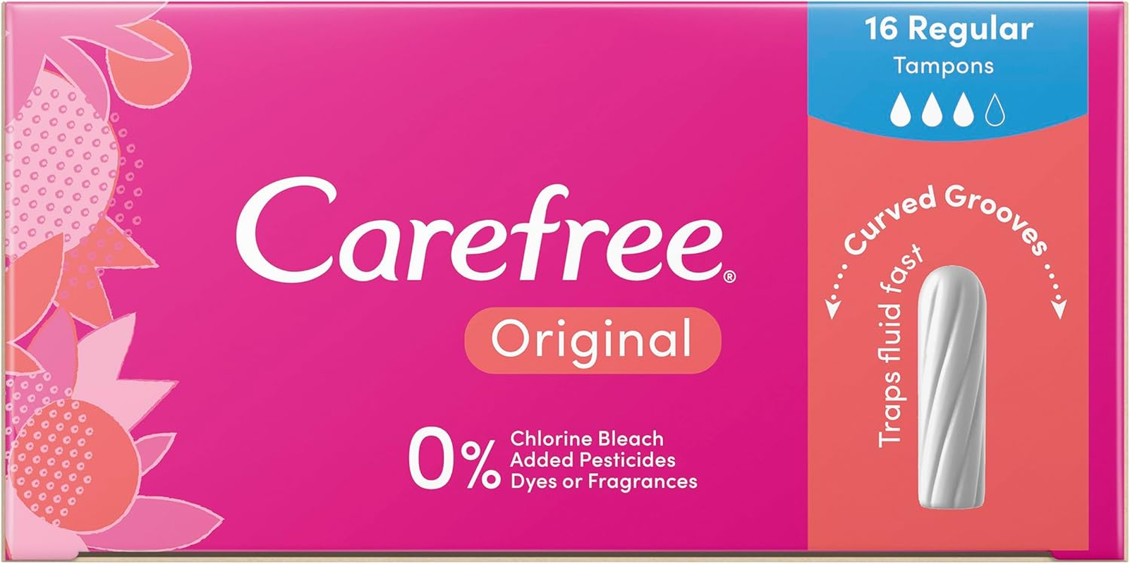 Carefree Original Regular Tampons 16 Pack