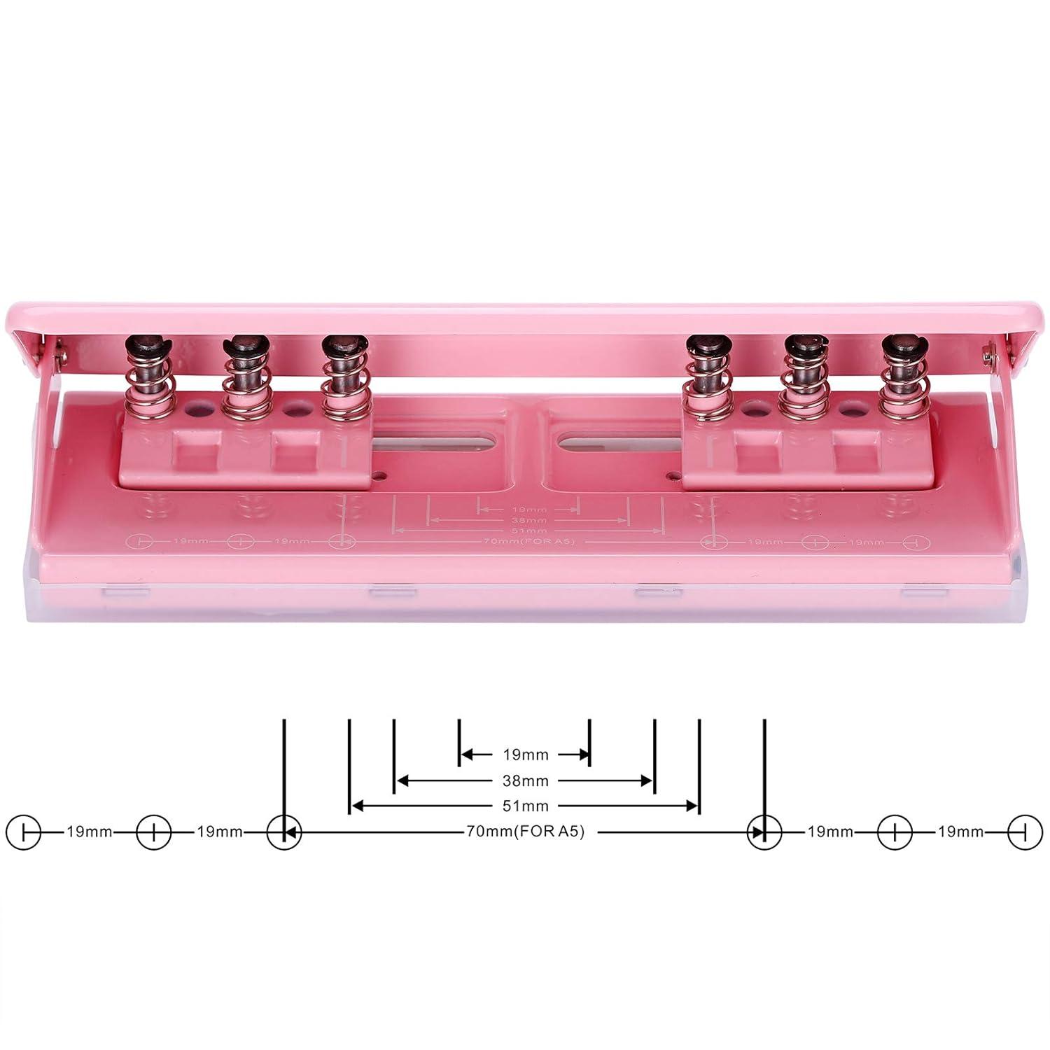 WORKLION Adjustable 6 Hole Punch: Metal Six Hole Puncher for Planners and 6-Ring Binders with 6 Sheet Capacity for A4 / A5 / A6 / Personal/Pocket Size (Pink) image number 5