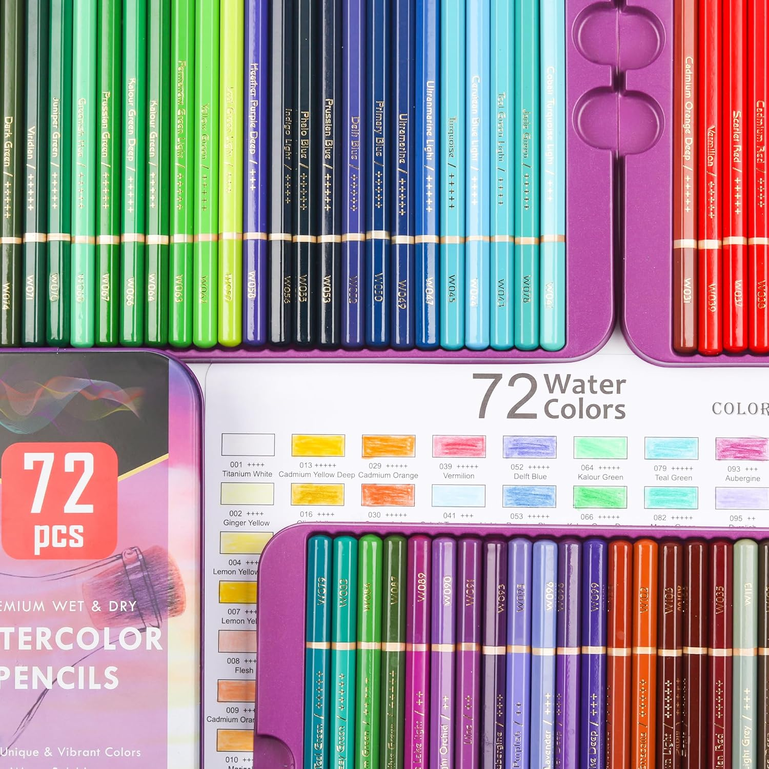 72 Watercolor Pencil Set Quality Soft Core Colored Leads for Adult Artists, Professionals, Ideal for Coloring Drawing Sketching Shading Blending image number 1