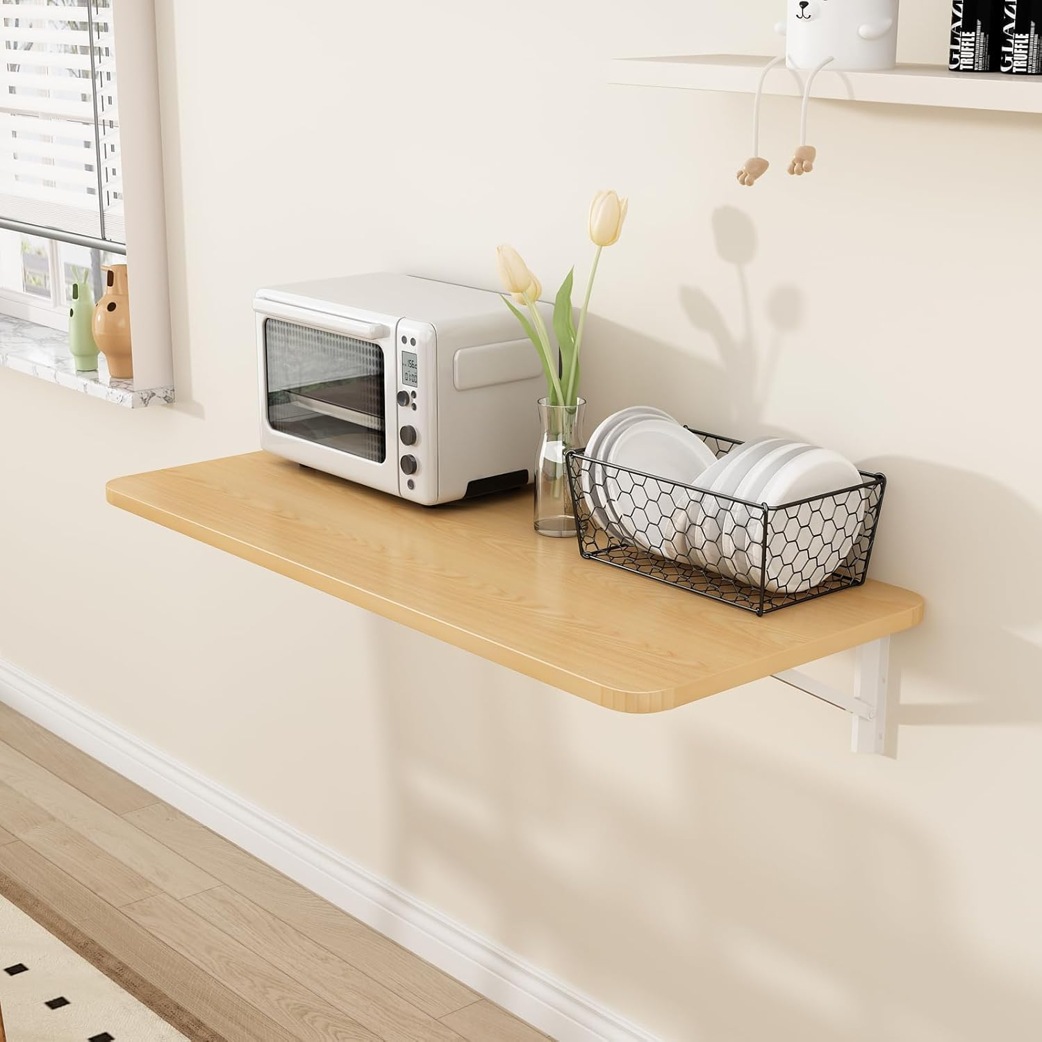 FANGXIN Wall-Mounted Folding Laundry Table &ndash; Space-Saving Desk for Small Areas | Office, Workbench, Kitchen, Dining | 220LBS Capacity, Waterproof &ndash; Easy Installation & Cleaning (47.2" X 19.7") image number 1