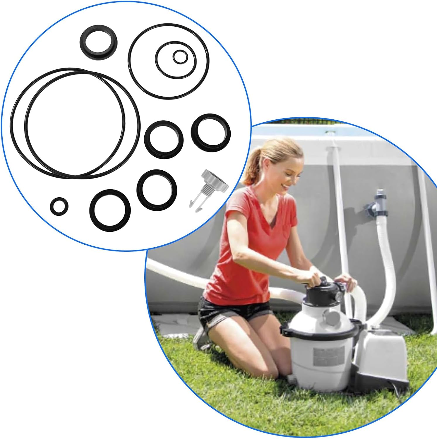 12Pcs Sand Filter Replacement Part Set Compatible with Intex Krystal Clear Sand Filter Pump, Include 1Pcs Air Release Valve 11Pcs O-Rings for Different Parts to Maintain Machine Work Smoothly image number 3