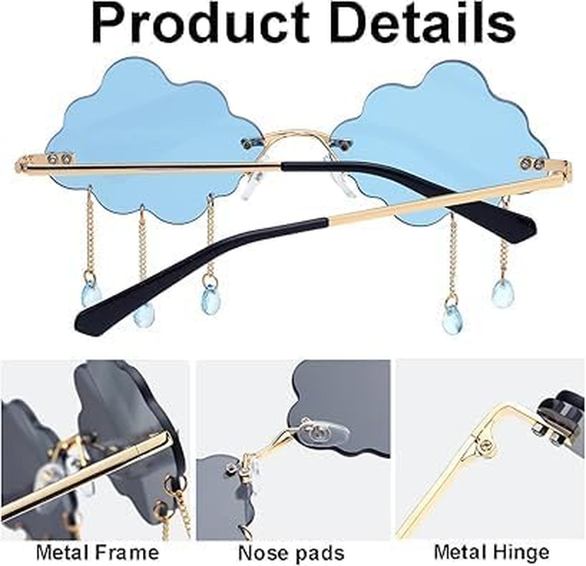 Cloud Shaped Sunglasses for Women Men Vintage Trendy Rimless Sun Glasses Rave Party Halloween Eyeglasses image number 1