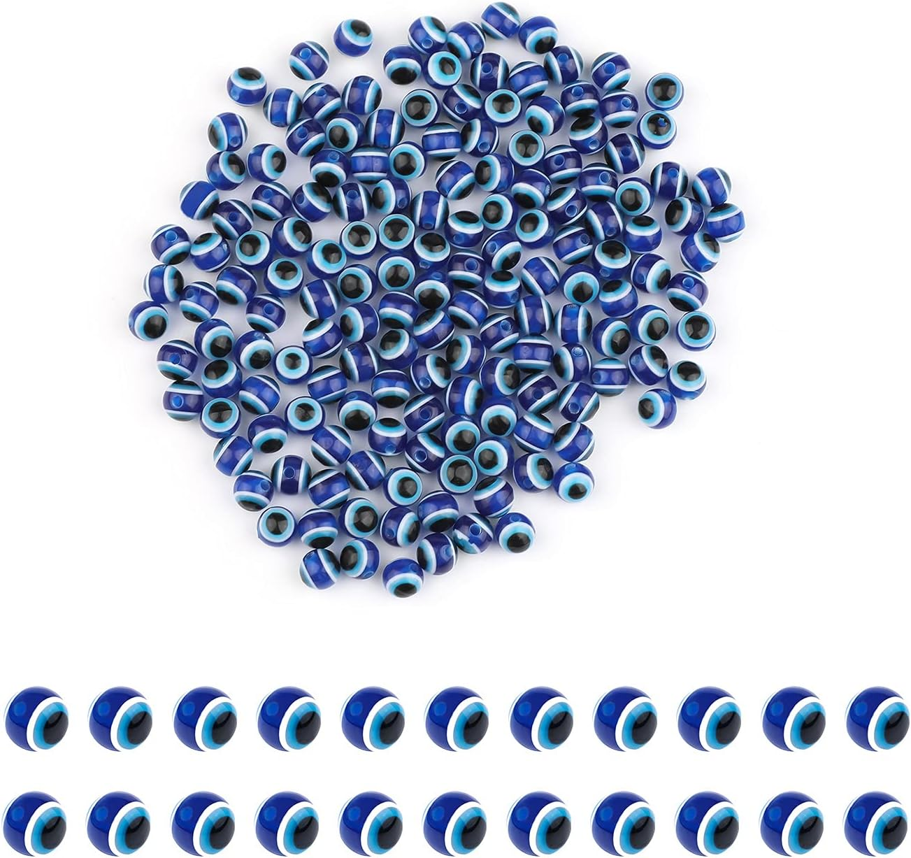SAVITA 150Pcs Blue Evil Eye Beads Eyeball Spacer Beads Handmade Resin Beads Charms for DIY Bracelets Necklace Jewelry Making (8Mm/0.3Inch) image number 1