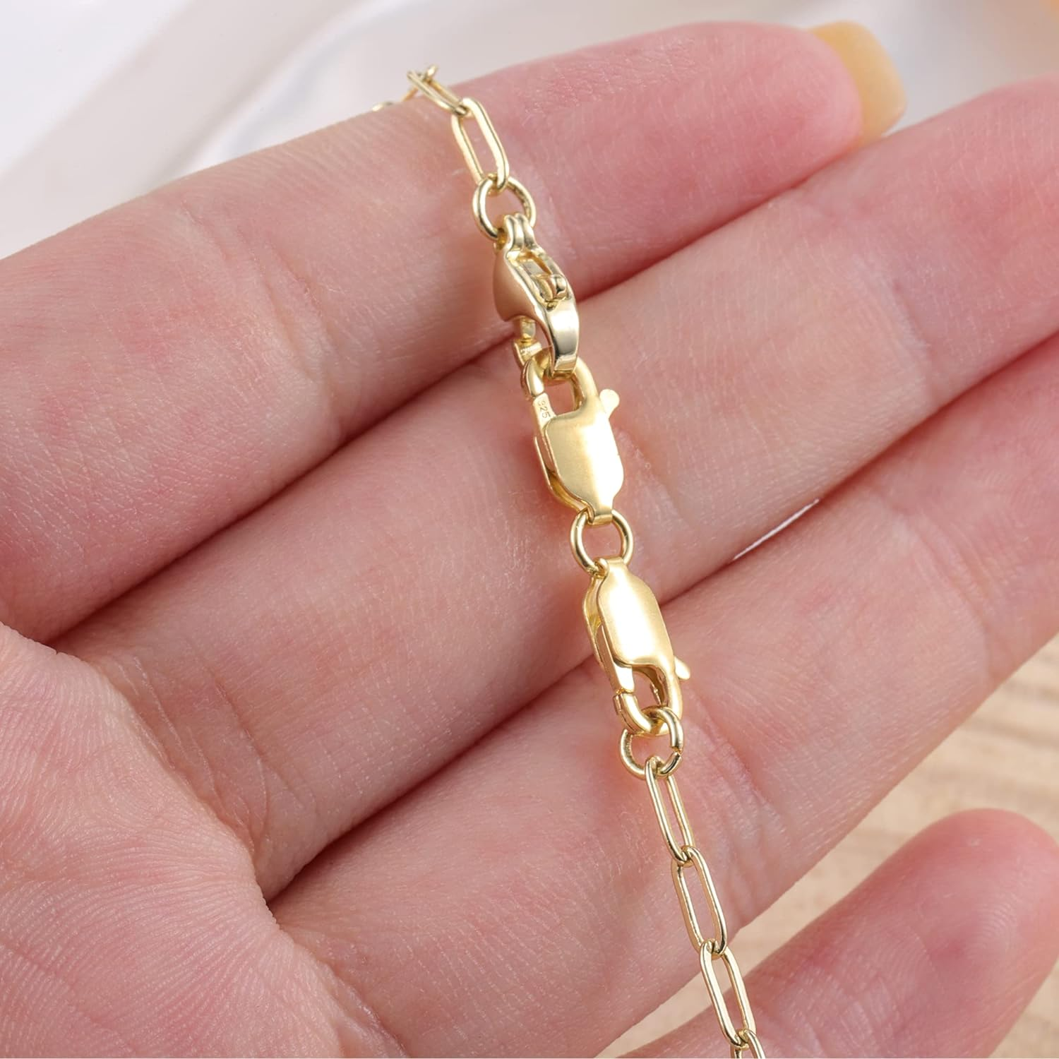 Bracelet Extender Gold Necklace Clasps and Closures 14K Gold Plated 925 Sterling Silver Double Lobster Clasp Double Claw Connector for DIY Jewelry Making（2Pcs） - B-2 Pcs Gold image number 5