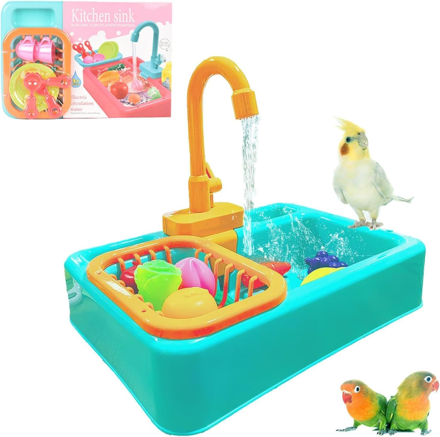 1 Set of Automatic Parrot Bathtub with Faucet - Multifunctional Bird Shower Box, Parrot Bathtub and Kitchen Sink image number 3