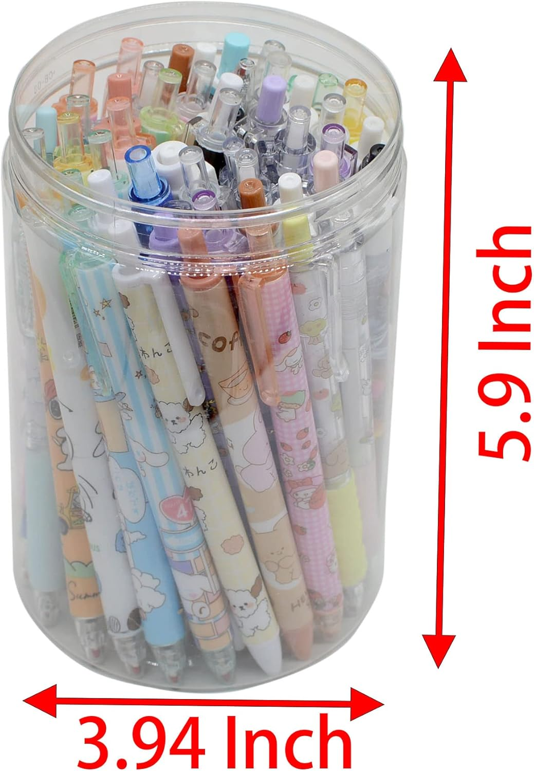 YIKANGHENG 50 Pcs Fine Point Cute Pens with a Pen Holder, 0.5Mm 50 Different Random Styles Black Ink Kawaii Gel Pens for Office, Study, Gift and Home Supplies (50)