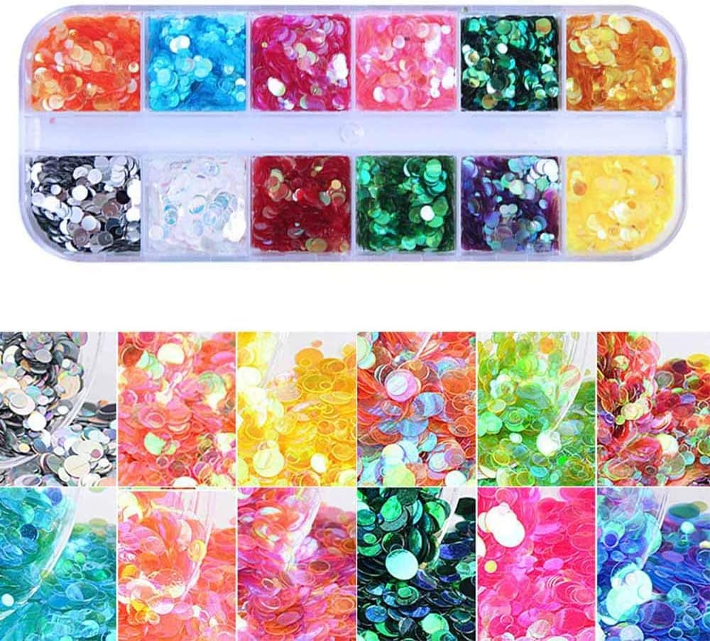8 Boxes Holographic Nail Glitter Sequins round Leaf Star Heart Nail Art Glitter Flake for Nails Decorations