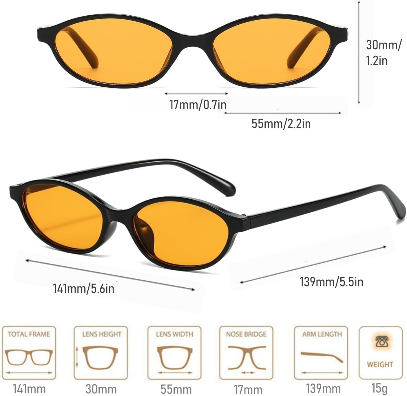 BAWUYI Retro Oval Sunglasses for Women Men Chic Small Narrow 90S Glasses Cat Eye Y2K Shades Trendy Sunnies